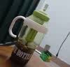 【京东物流】水杯冰霸吸管杯高颜值学生茶水分离大容量杯子 肚肚杯1个-浅绿色 实拍图