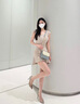柏萨尼（PESASRIE）品牌包包女包单肩包真皮斜挎链条小方包生日520情人节礼物 白绿色【奢侈礼盒包装】 实拍图