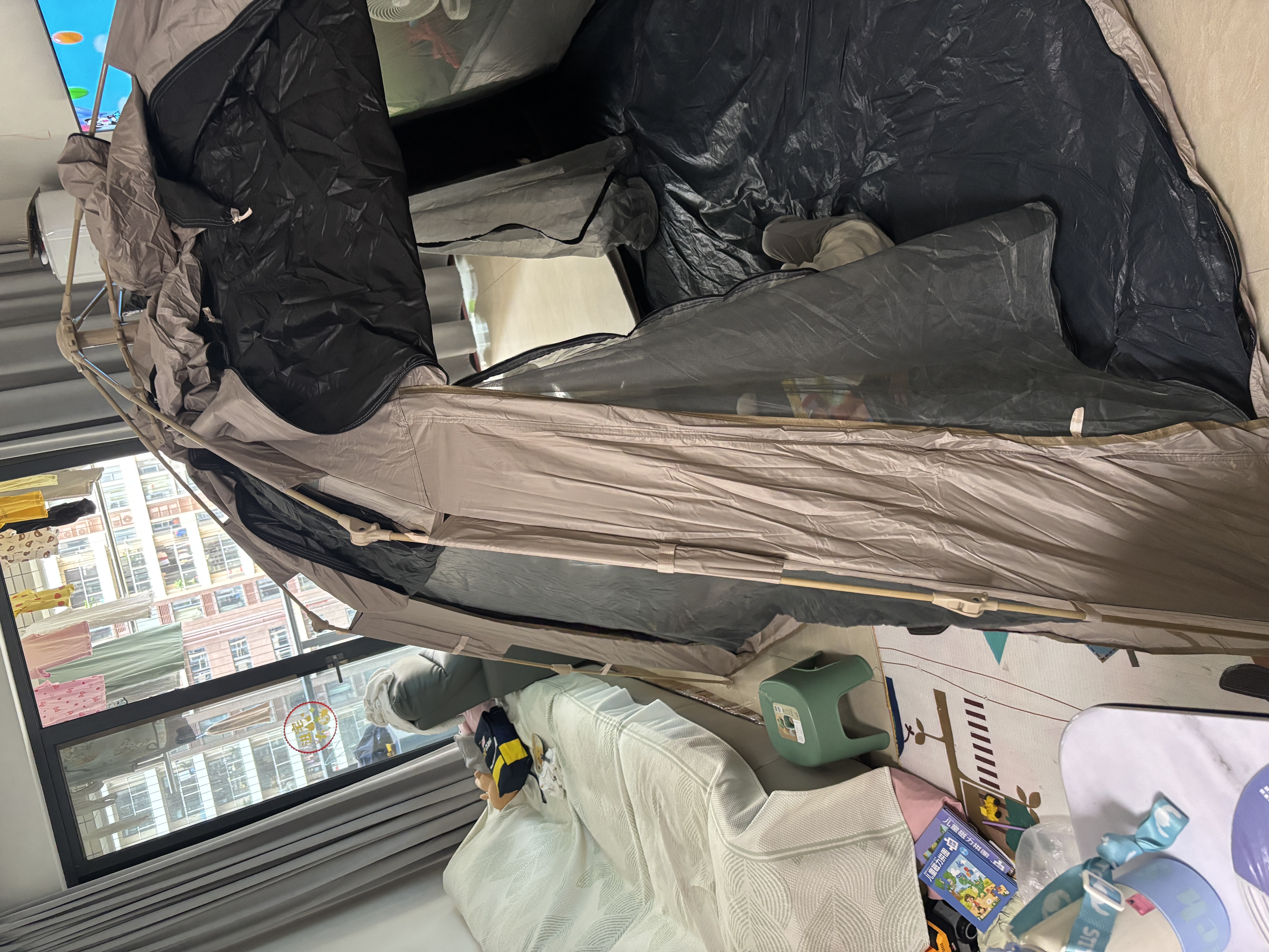 探险者（TAN XIAN ZHE）帐篷户外露营防雨过夜3人-4人速开便捷天幕二合一黑胶防晒帐篷 【5-8人黑胶遮阳帐篷】+防潮垫 实拍图