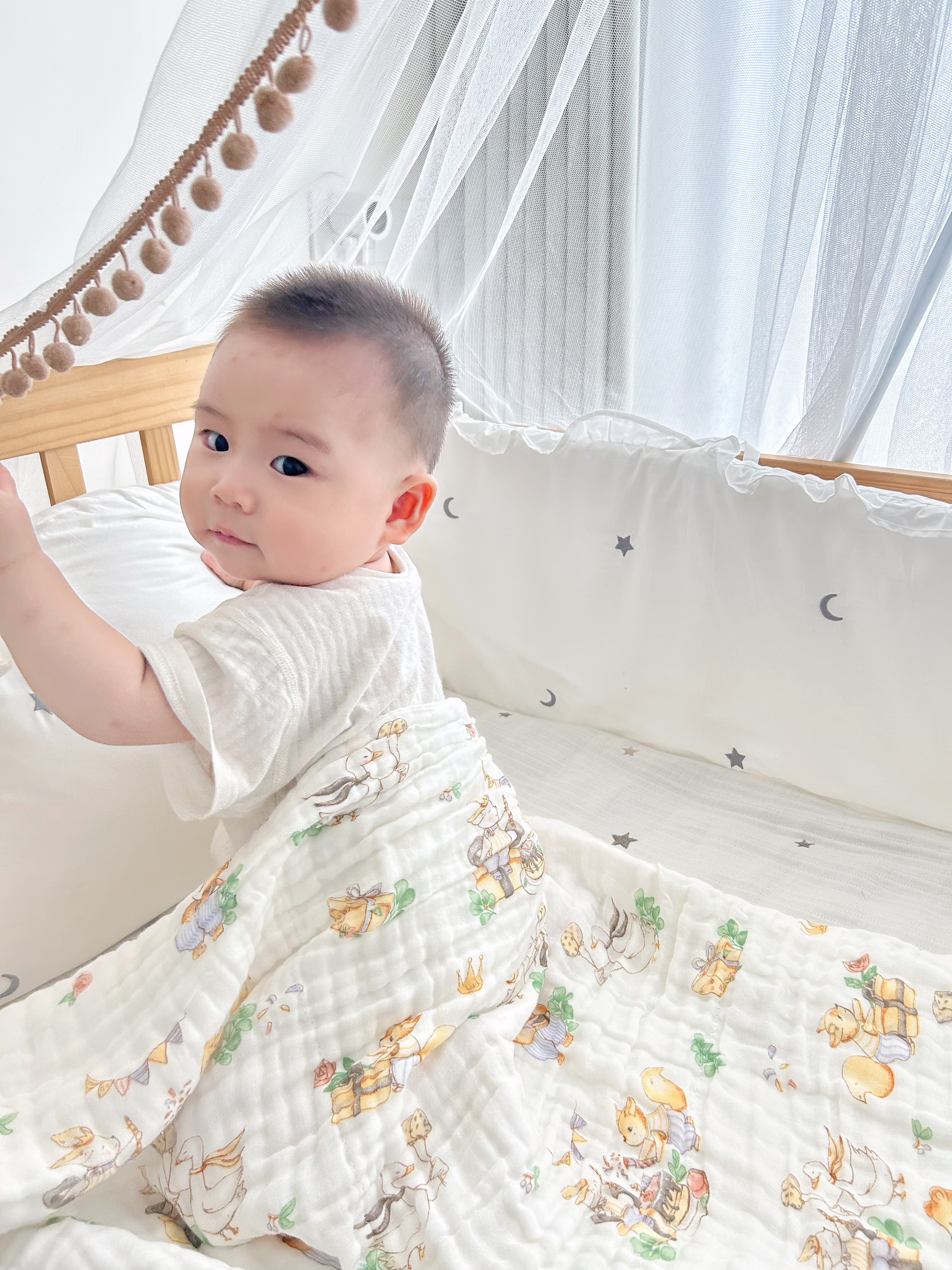 康贝邦（KangBeiBang）纱布浴巾新生婴儿专用A类纯棉6层宝宝儿童全棉超软全棉吸水 实拍图