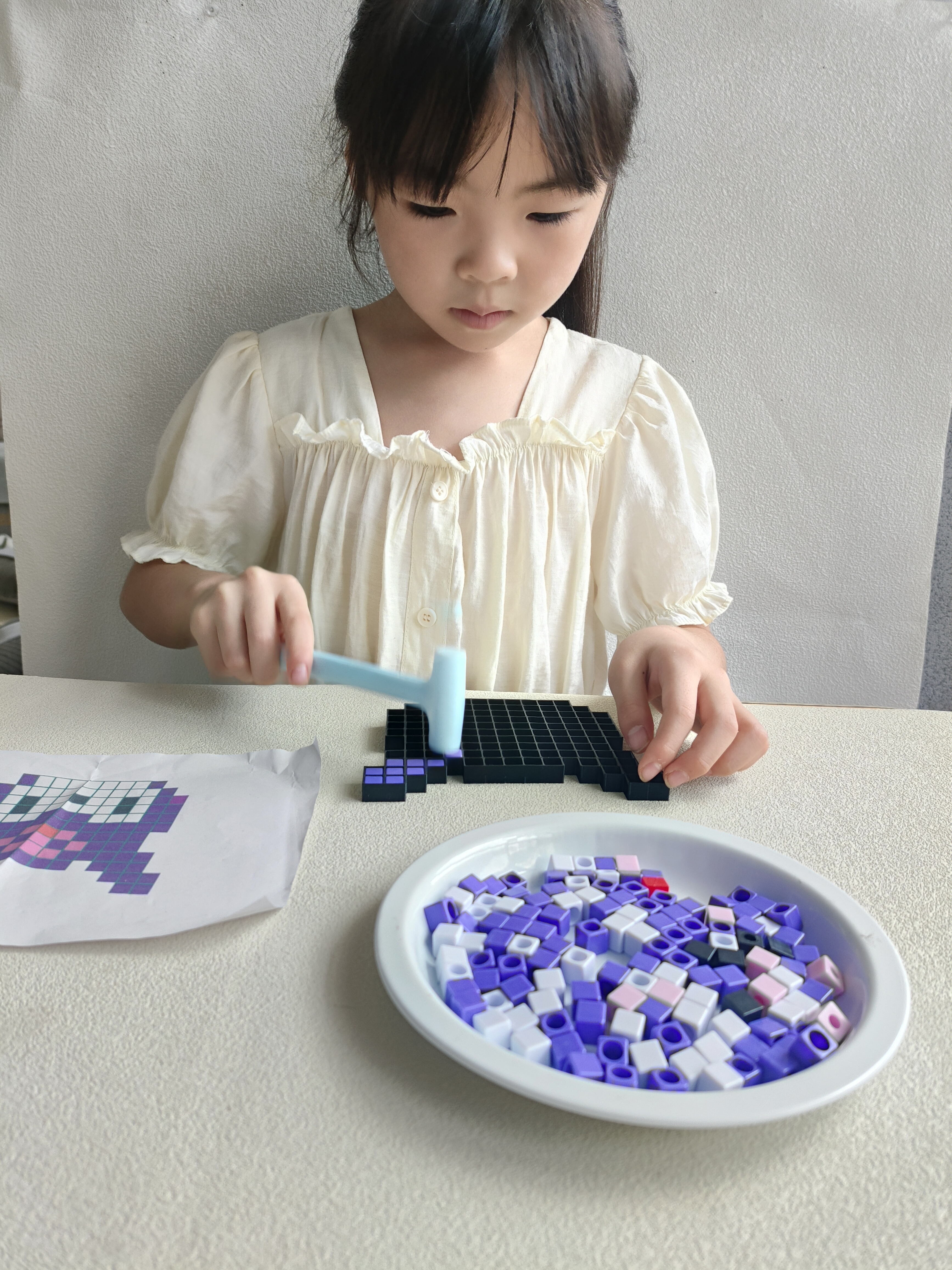 尚美贝贝儿童敲拼豆豆玩具套装手工diy材料包益智拼装搭男孩女孩生日礼物 实拍图