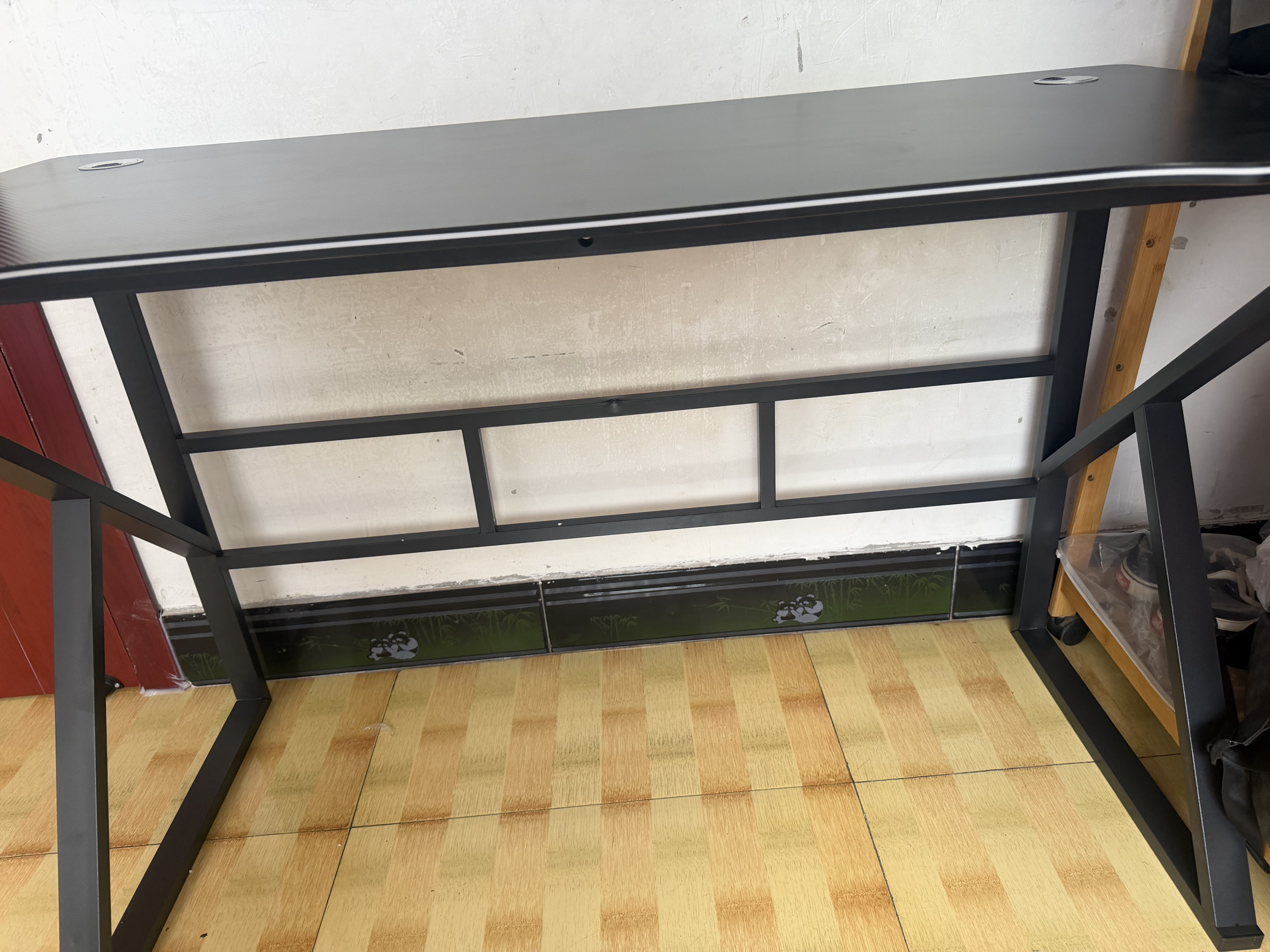 甄严选电脑桌台式电竞桌椅套装组合桌子办公家用桌学习桌书房书桌写字桌 【黑架+黑碳纤纹面】单桌120*60 实拍图