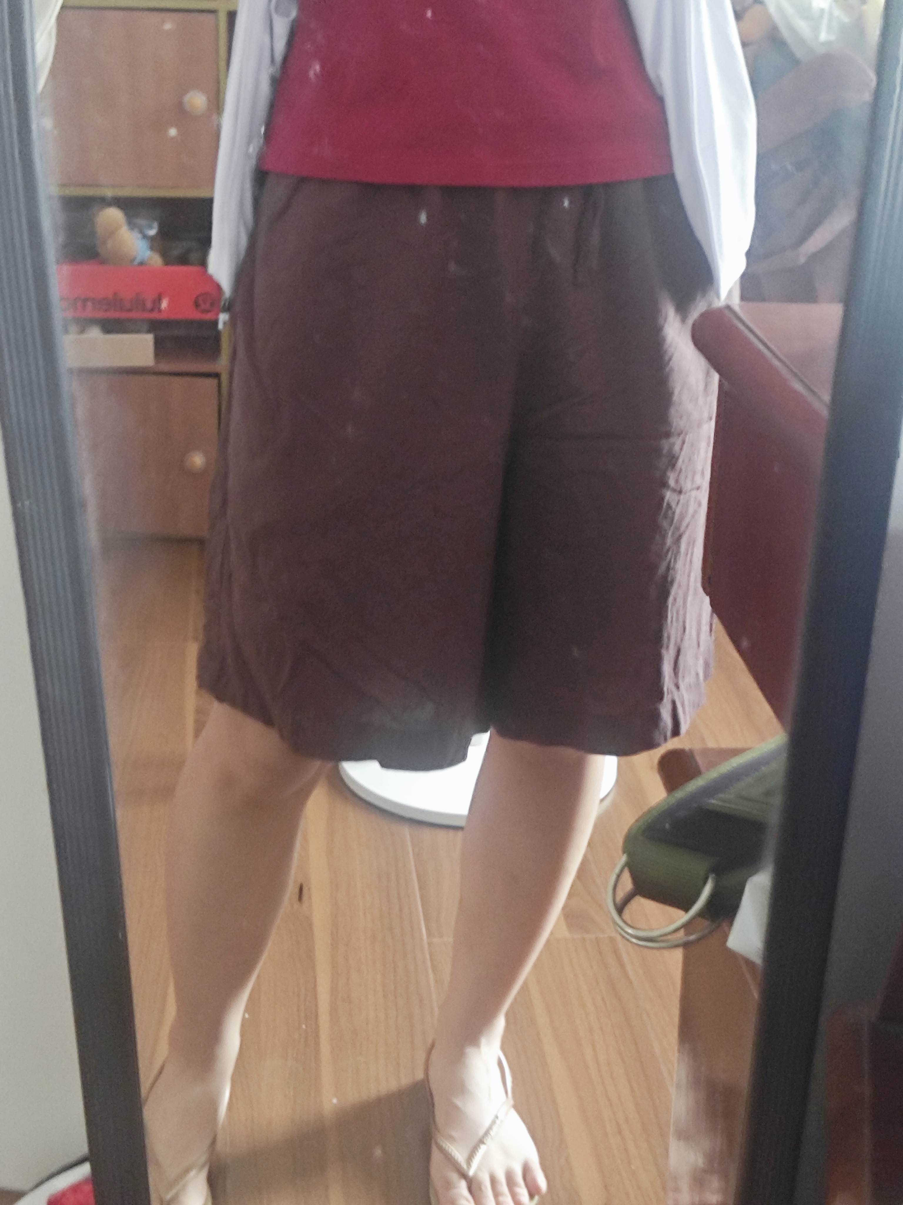 优衣库麻混纺舒适短裤女装26春夏新款485251 37 栗色 S 实拍图