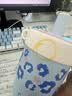 炊大皇316L不锈钢冰霸杯加厚玻璃吸管带防尘帽保冷水杯600ml 海盐豹纹 实拍图