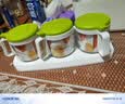 茶花三组圆形玻璃调味瓶调料盒架 盐罐大号盐盒300ML*3颜色随机小料盒 实拍图