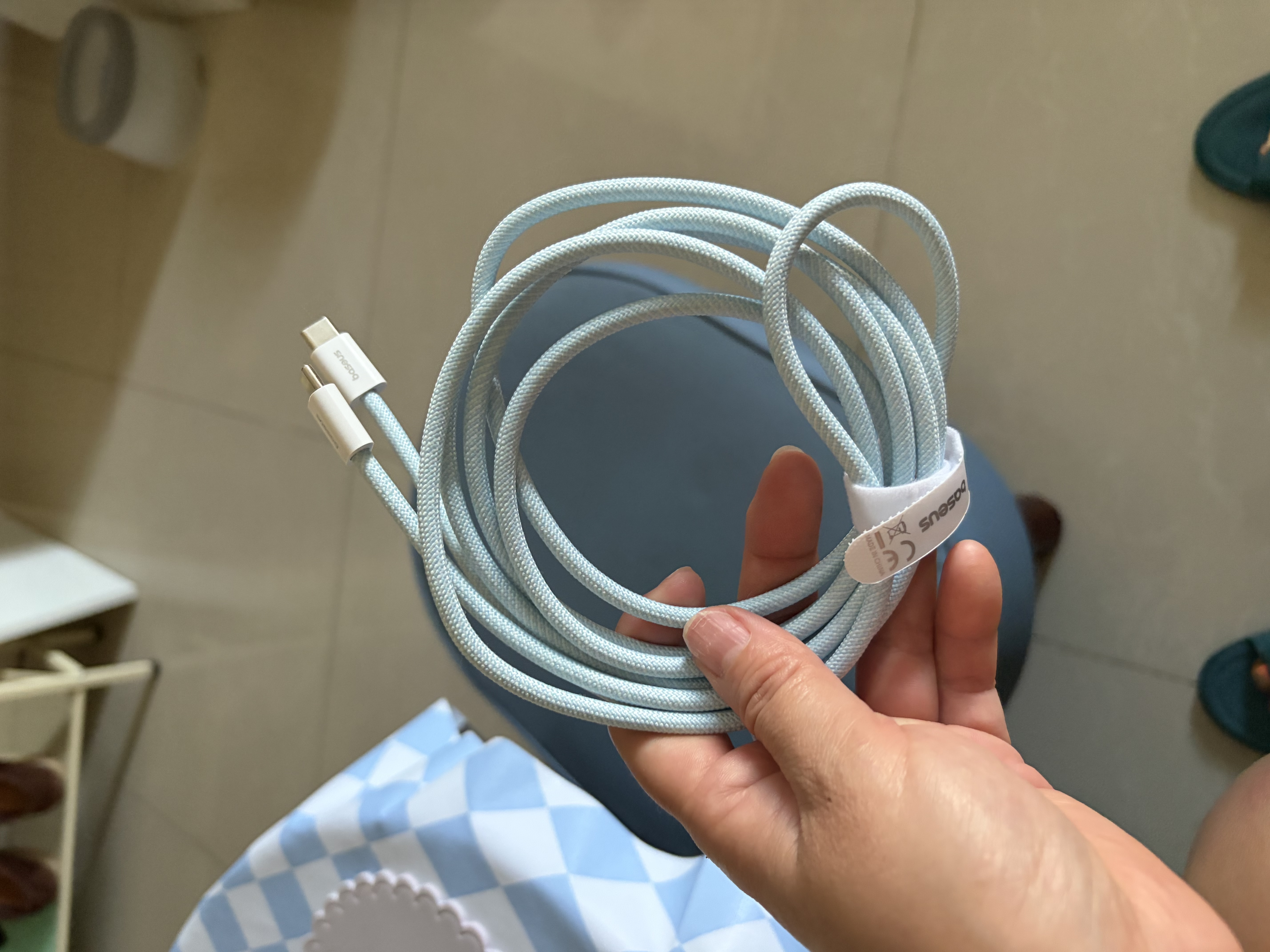 倍思苹果充电线双头type-c数据线PD100W适用iPhone17Promax/16e/15手机Mac电脑iPad华为荣耀小米2m蓝 实拍图