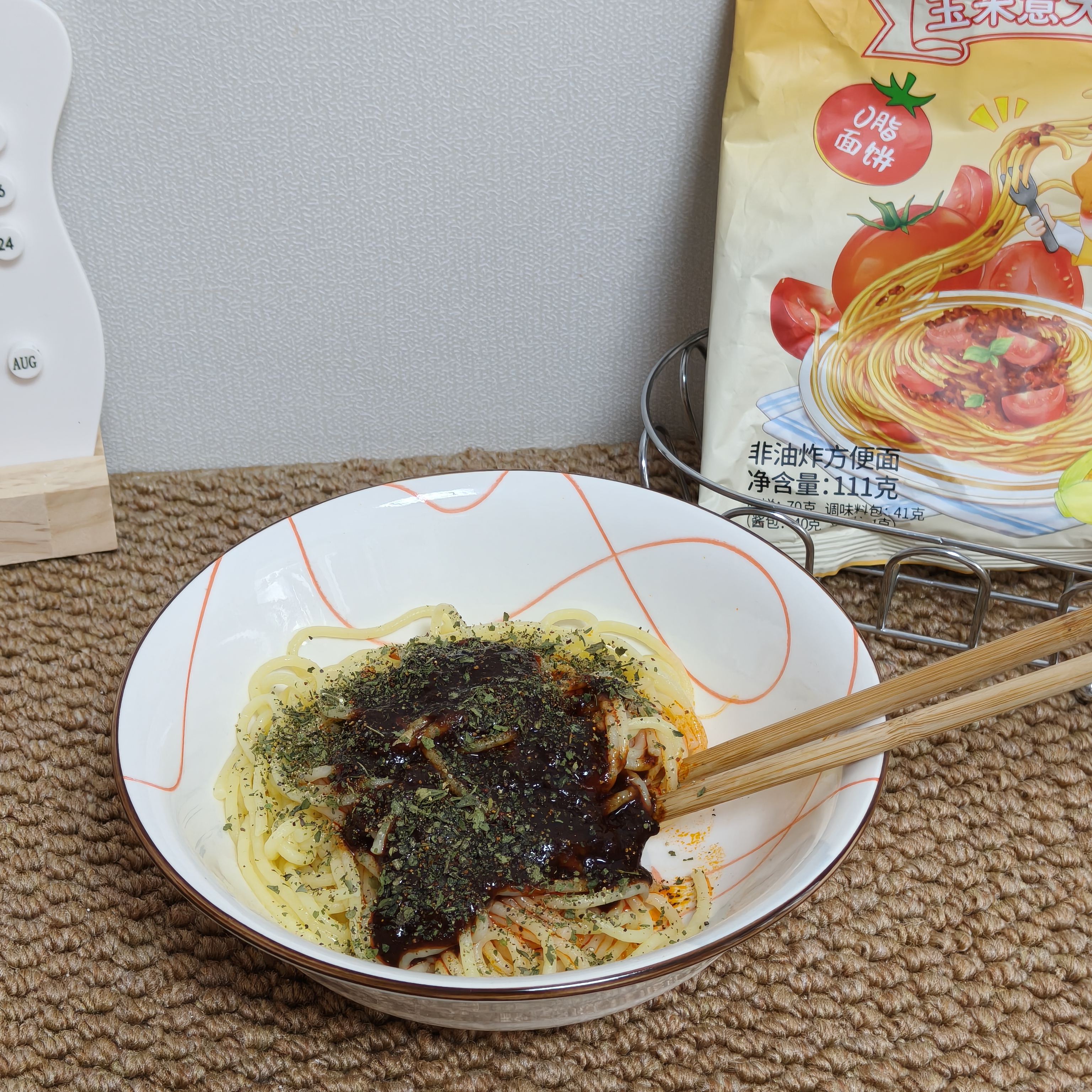 清宜冲泡玉米意面番茄肉酱味111g意大利面代餐0方便面脂肪肥面条 实拍图