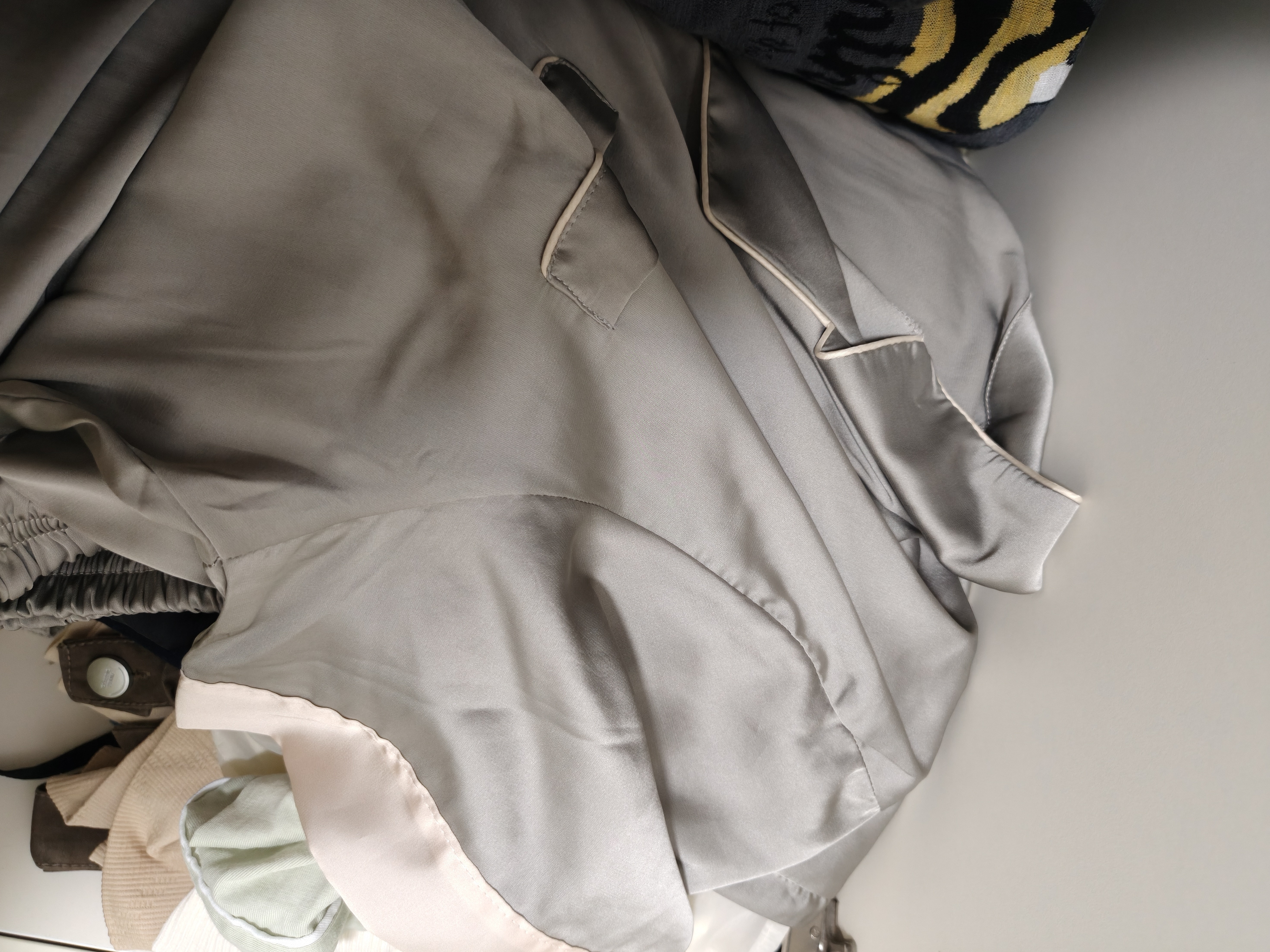 浪莎男士睡衣男夏季冰丝薄款凉感仿真丝开衫轻奢家居服可外穿高级浅灰 实拍图