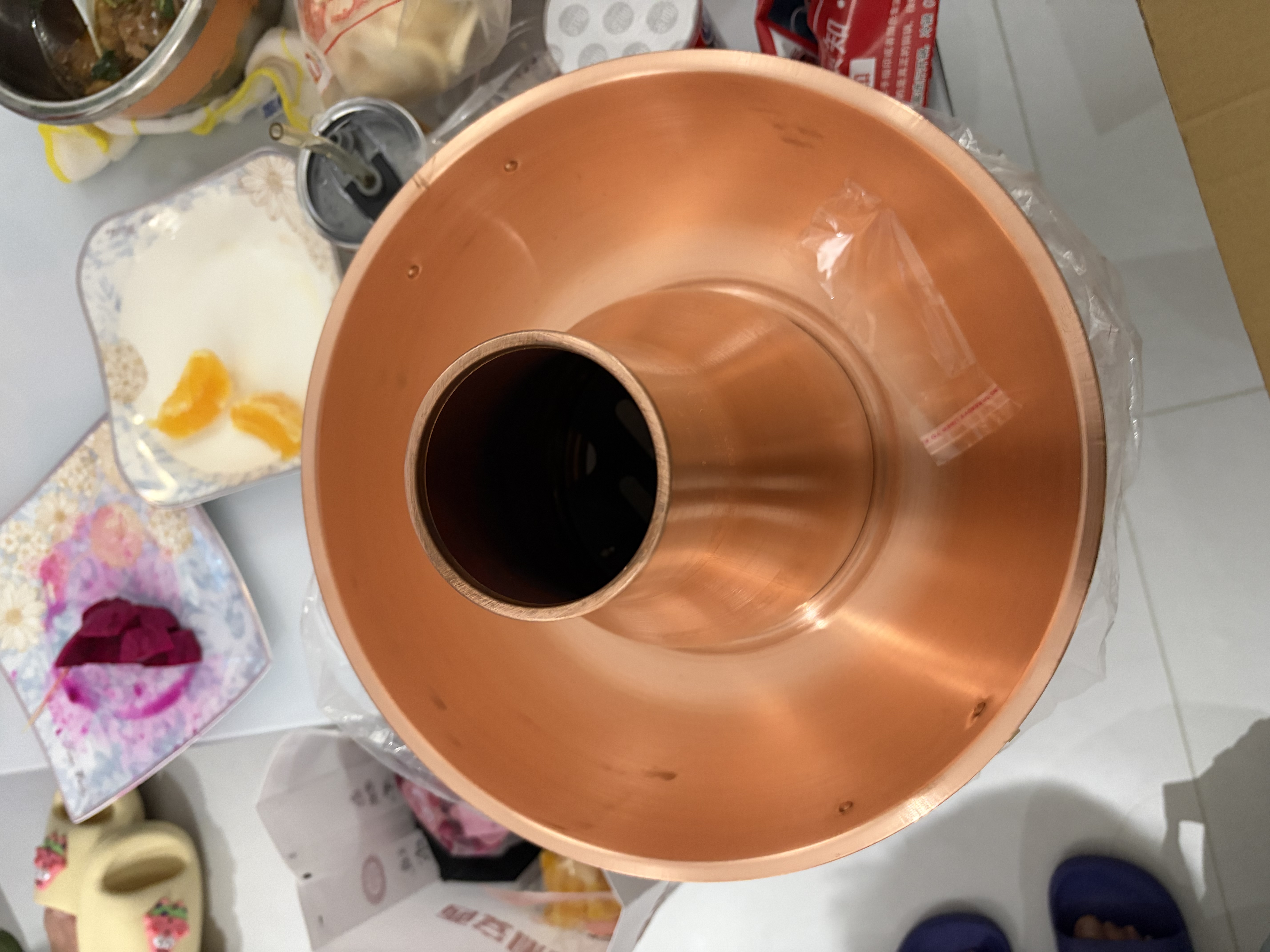 炊老爷 铜火锅碳电两用纯紫铜老式插电木炭铜锅火锅鸳鸯铜锅具涮肉暖锅 32CM遥控单味锅【4-6人】 实拍图