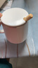 传旗 陶瓷马克杯 带勺盖咖啡牛奶早餐杯办公水杯男女茶杯 描金白400ml 实拍图