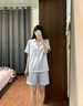 欧诗帛夏天冰丝女士睡衣女夏季2026年新款短袖带胸垫可外穿家居服套装 20069女 短袖套装【带胸垫】 L （建议体重100-120斤） 实拍图