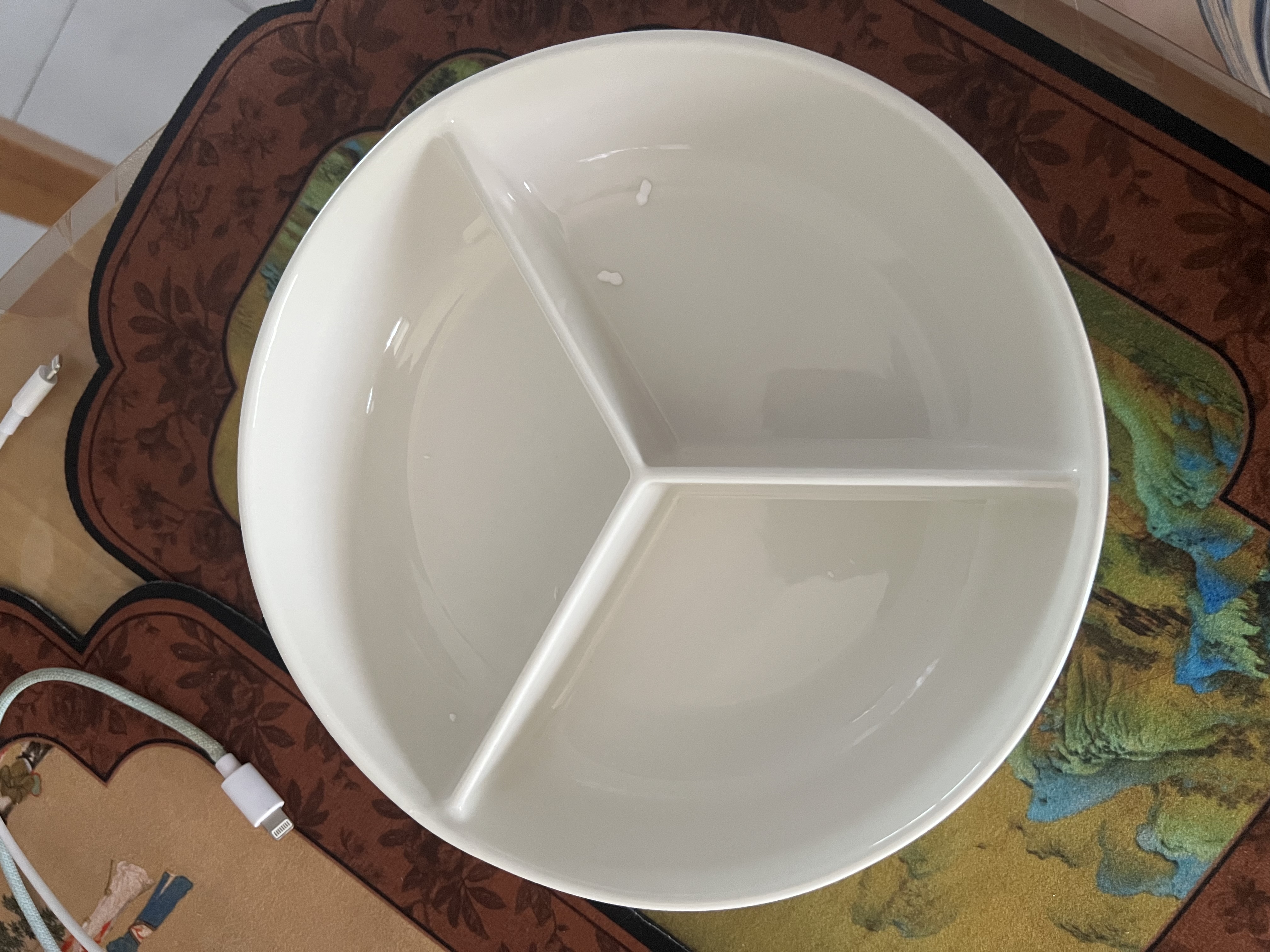 【加深盘格】三分格陶瓷餐盘全瓷蒸碗炖锅烤箱微波炉蒸盘餐具餐盘 【蒸菜一锅出】陶瓷三格盘 实拍图