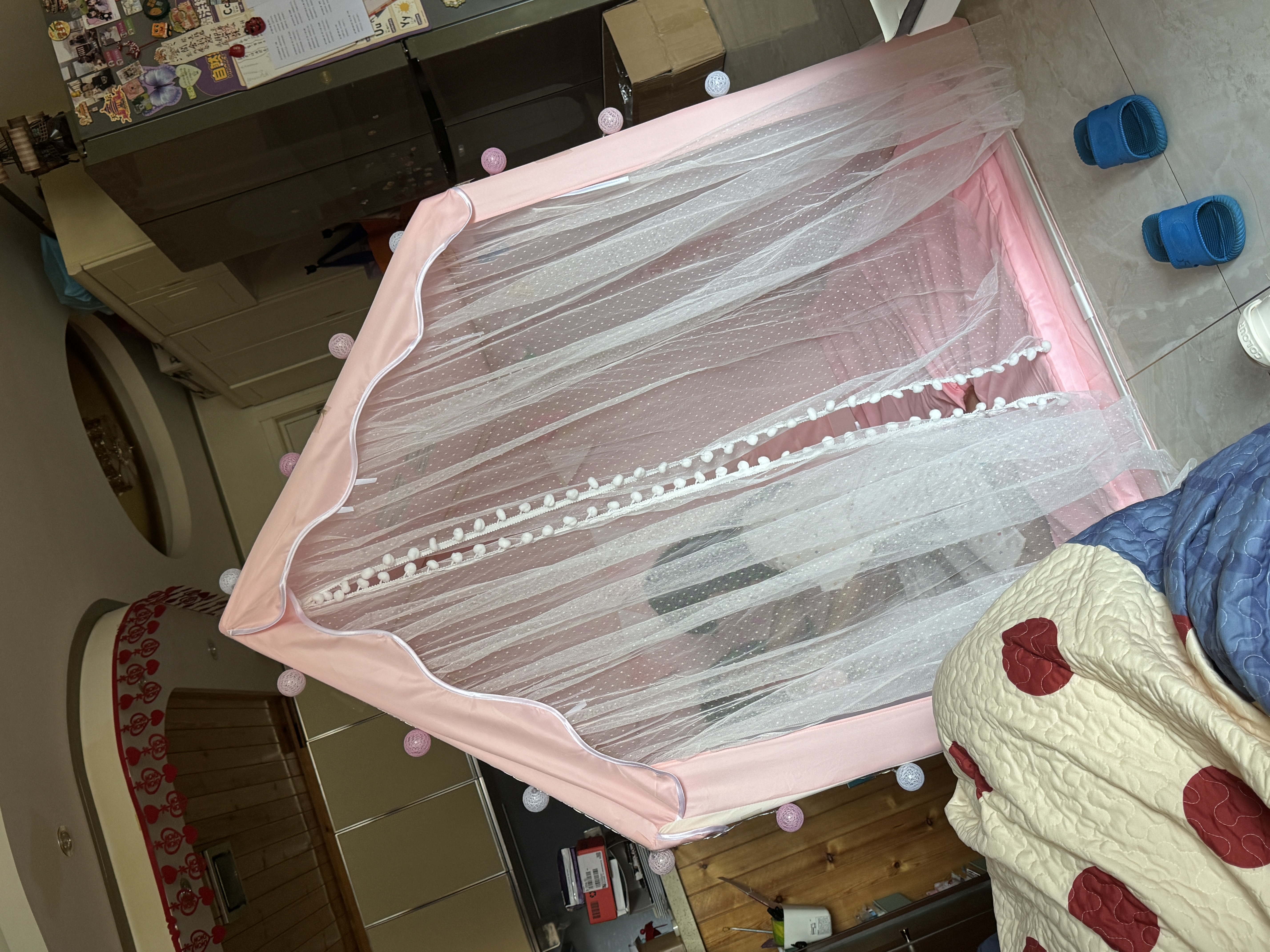 毛菇小象 MUSHROOM ELEPHANT儿童帐篷室内游戏屋 大号男女孩公主房城堡玩具生日节日礼物 梦幻独角兽（实木杆大号）适合1.4m以下 家庭升级款（含厚垫）帐篷+线球灯+云朵+彩旗 实拍图