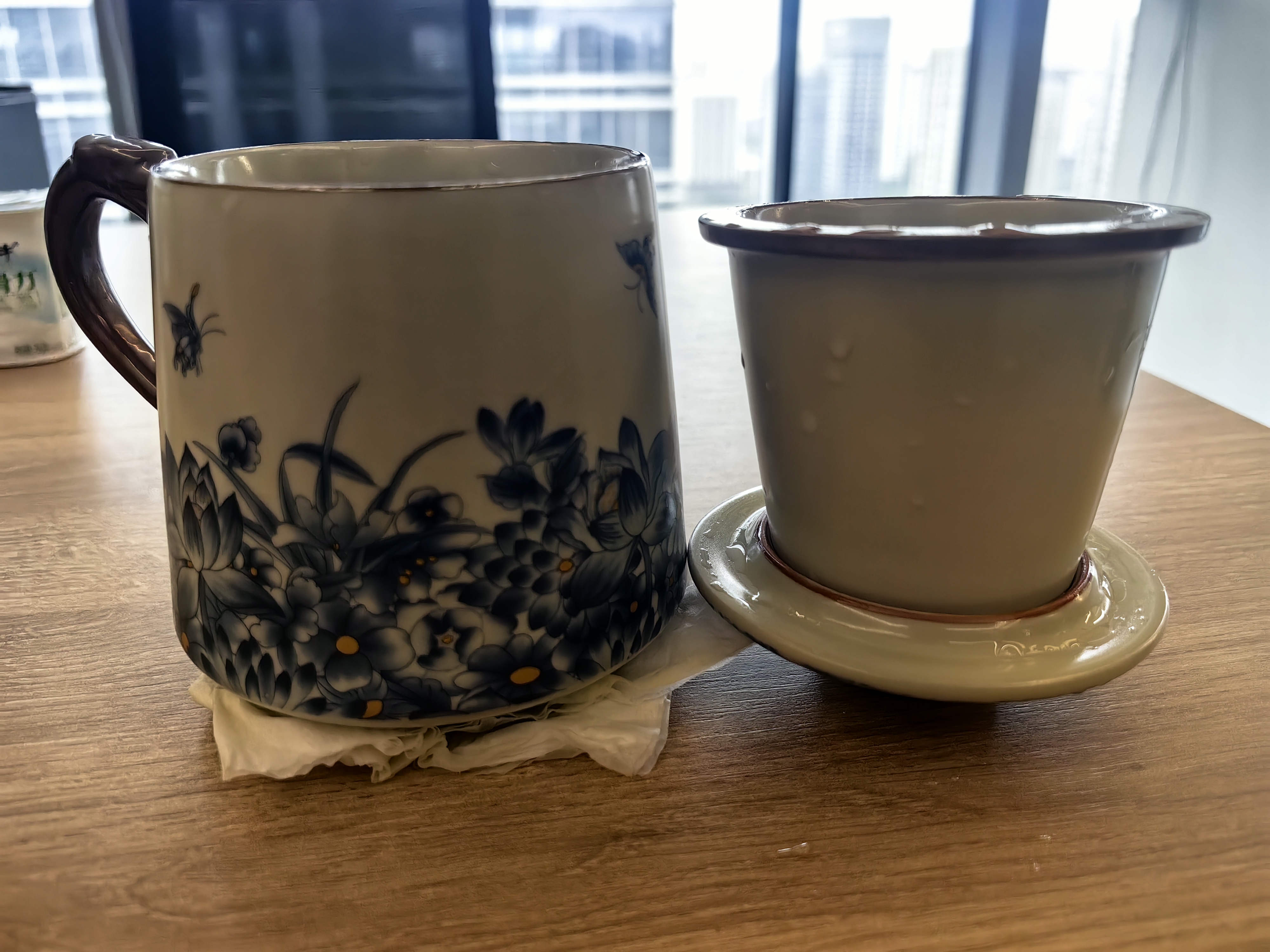 悟道莲花汝窑茶杯三件套冰裂开片茶水分离陶瓷杯带盖办公杯商务送礼泡茶杯 实拍图