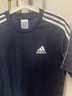 adidas纯棉休闲三条纹针织运动圆领正肩短袖T恤上衣男夏阿迪达斯   黑色/白   L 实拍图