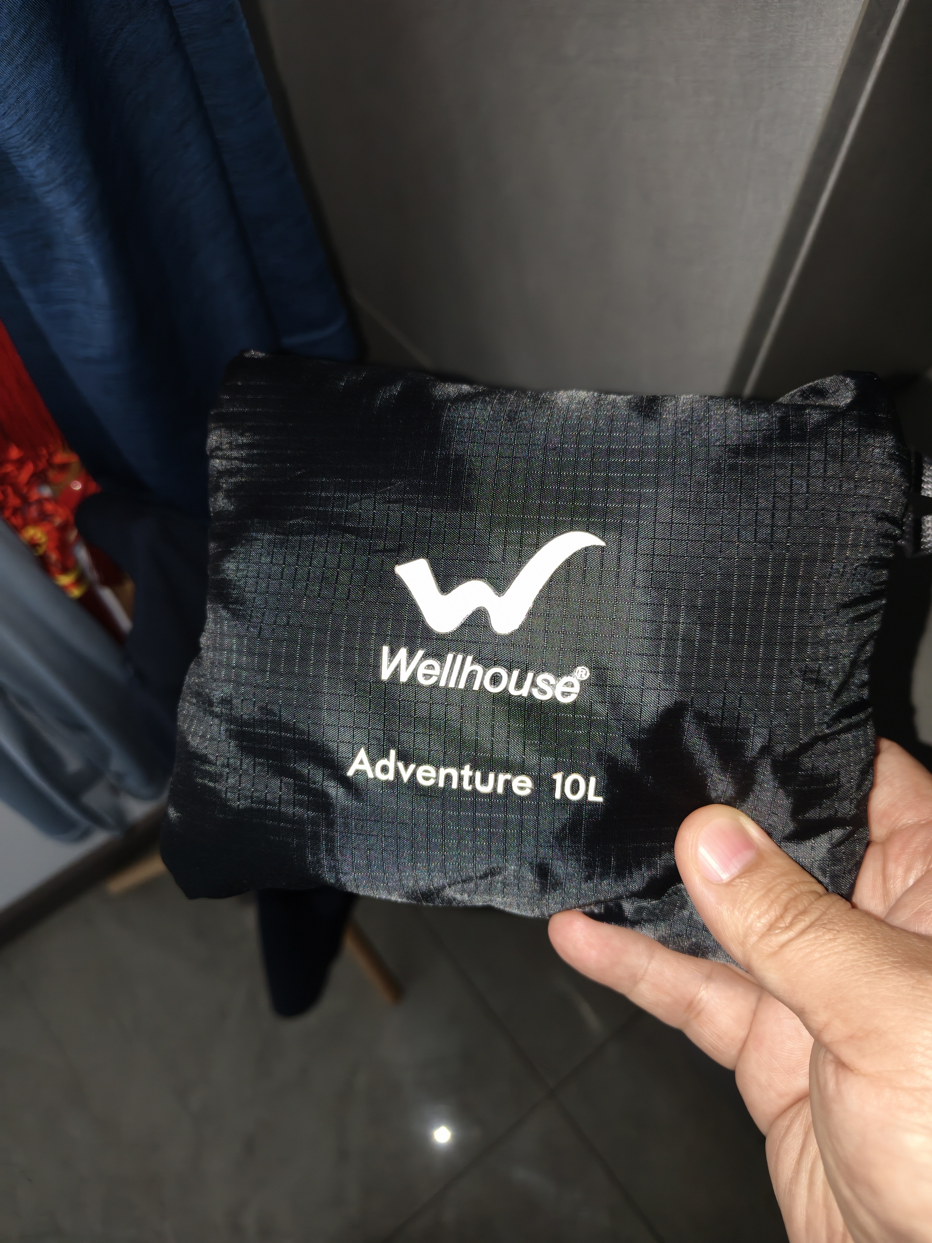 WELLHOUSE折叠小背包户外跑步旅行双肩包学生书包10L雅致黑 实拍图