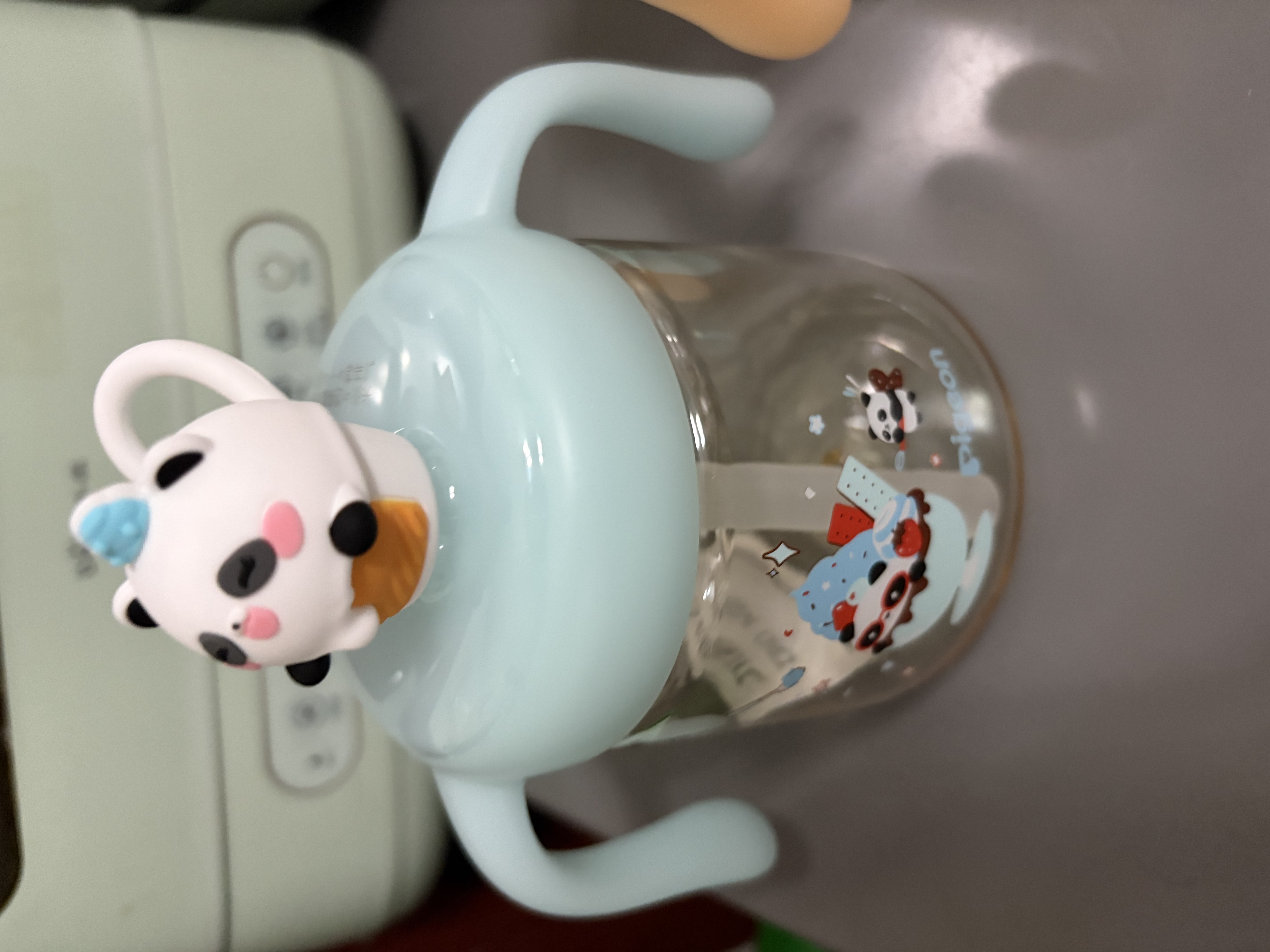 贝亲（Pigeon）儿童牛奶杯1-3岁宝宝喝水喝奶PPSU直饮奶瓶双吸管水杯暖橙色330ml 实拍图
