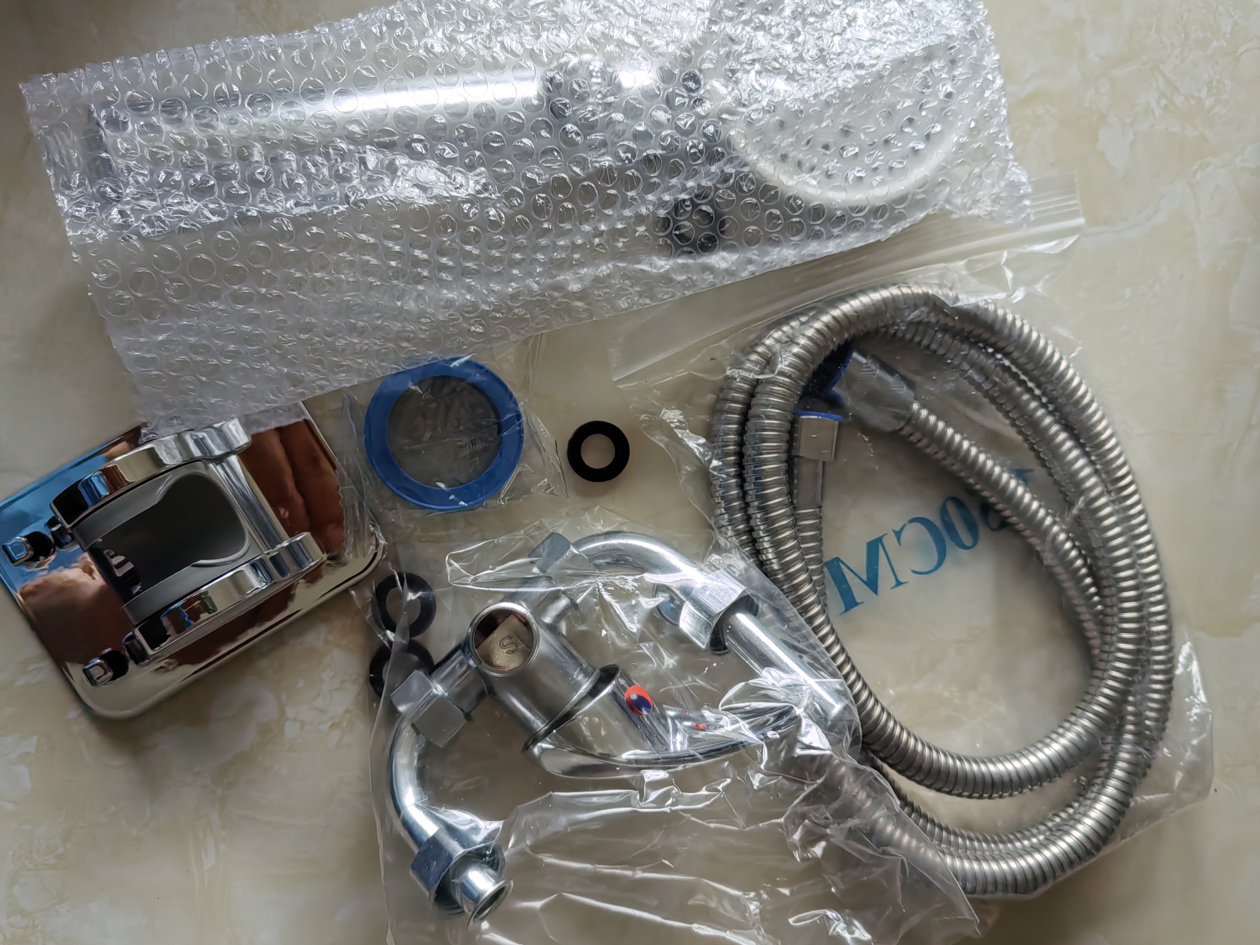 JY九牧王同款热水器专用混水阀门配件U型冷热水龙头开关阀通用 【套装A4】全铜加厚混水阀+花洒套装 实拍图