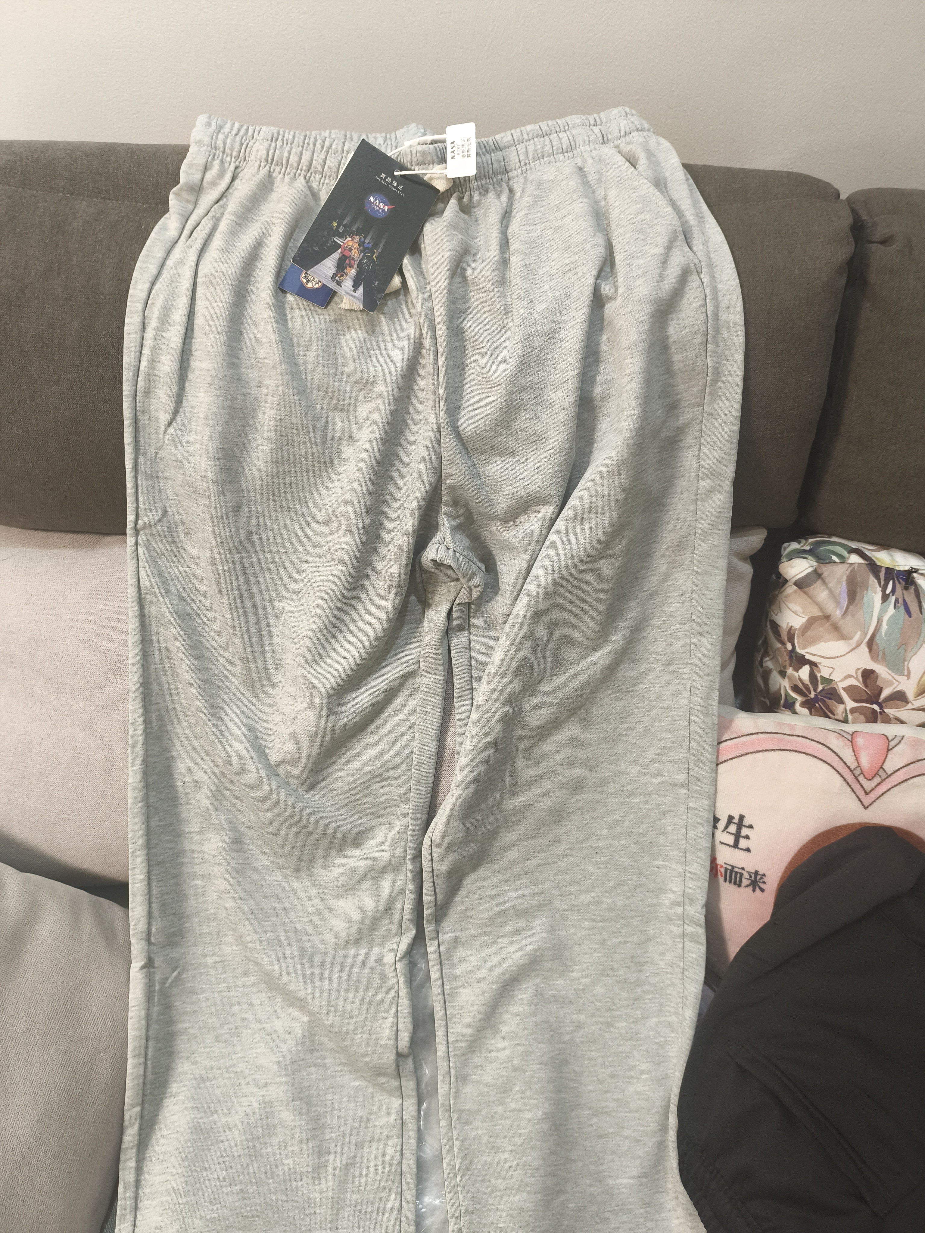 NASA GISS休闲裤男宽松直筒阔腿裤潮流长裤子 花灰直筒常规 (190/92A)3XL 实拍图