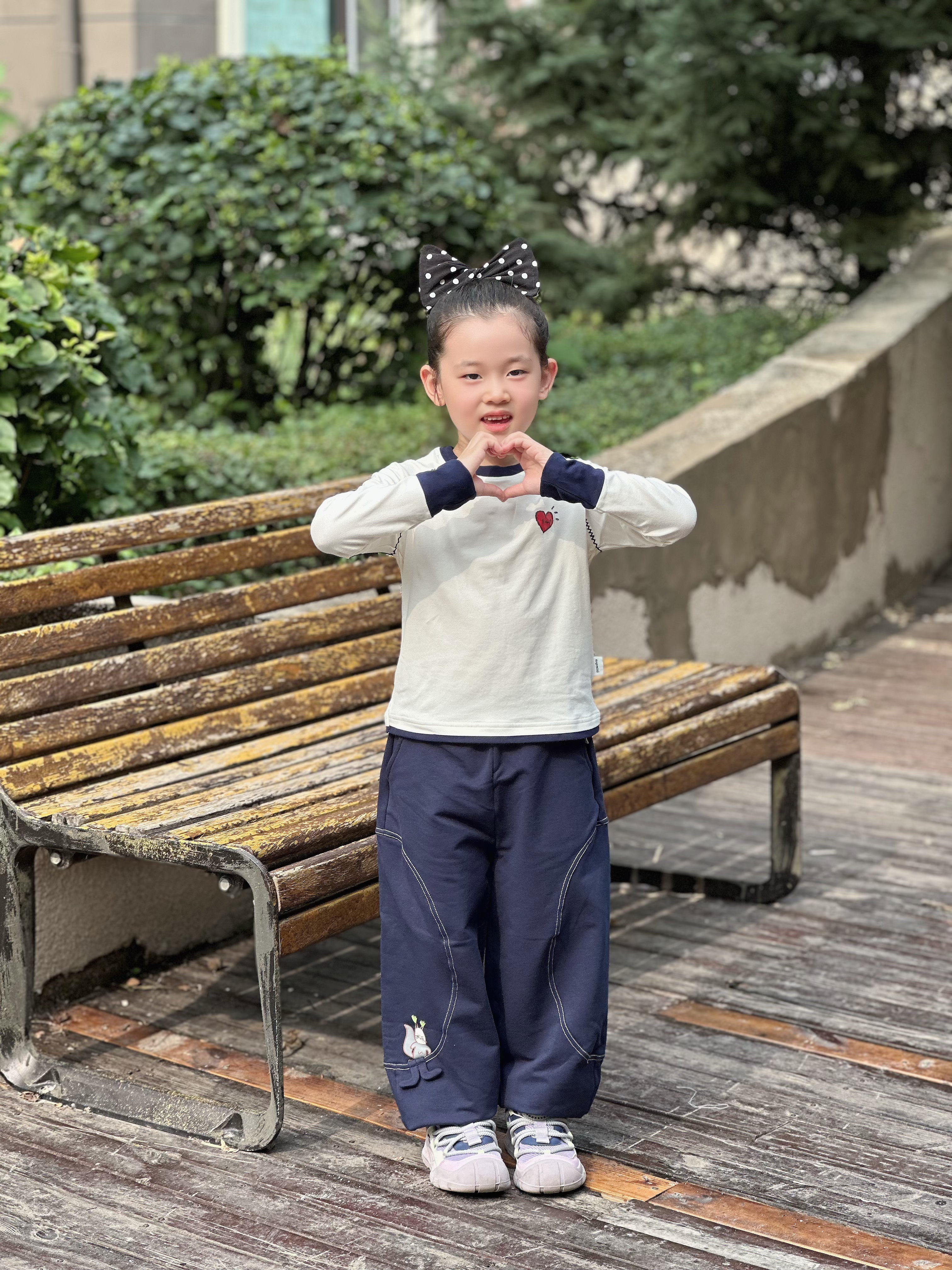 MQDMINI童装女童长袖t恤儿童5A抗菌上衣小学生甜美百搭打底 爱心狗 实拍图