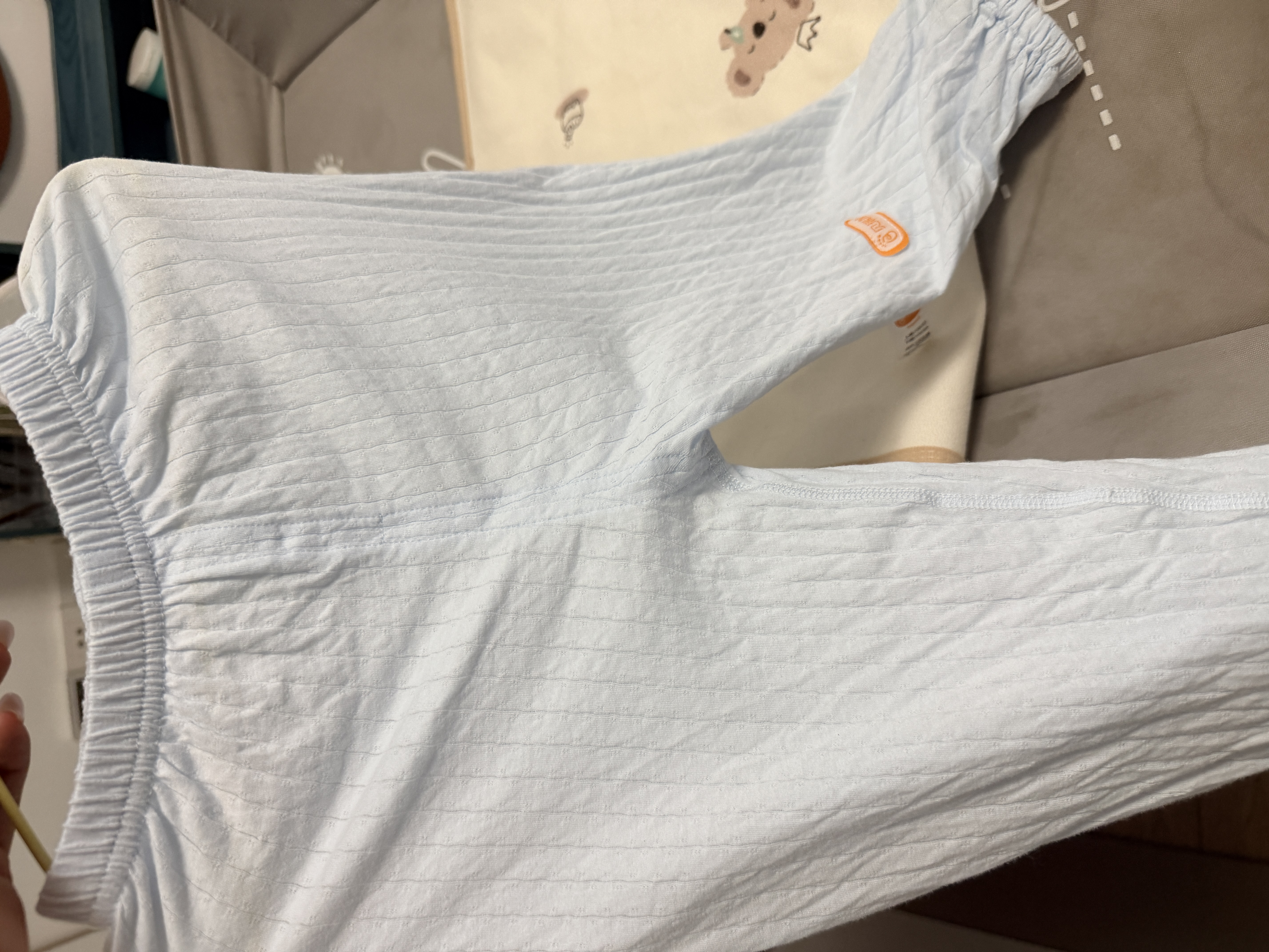 贝瑞加（Babyprints）宝宝防蚊裤2条装纯棉婴儿灯笼裤夏季薄款长裤儿童家居裤 白蓝100 实拍图