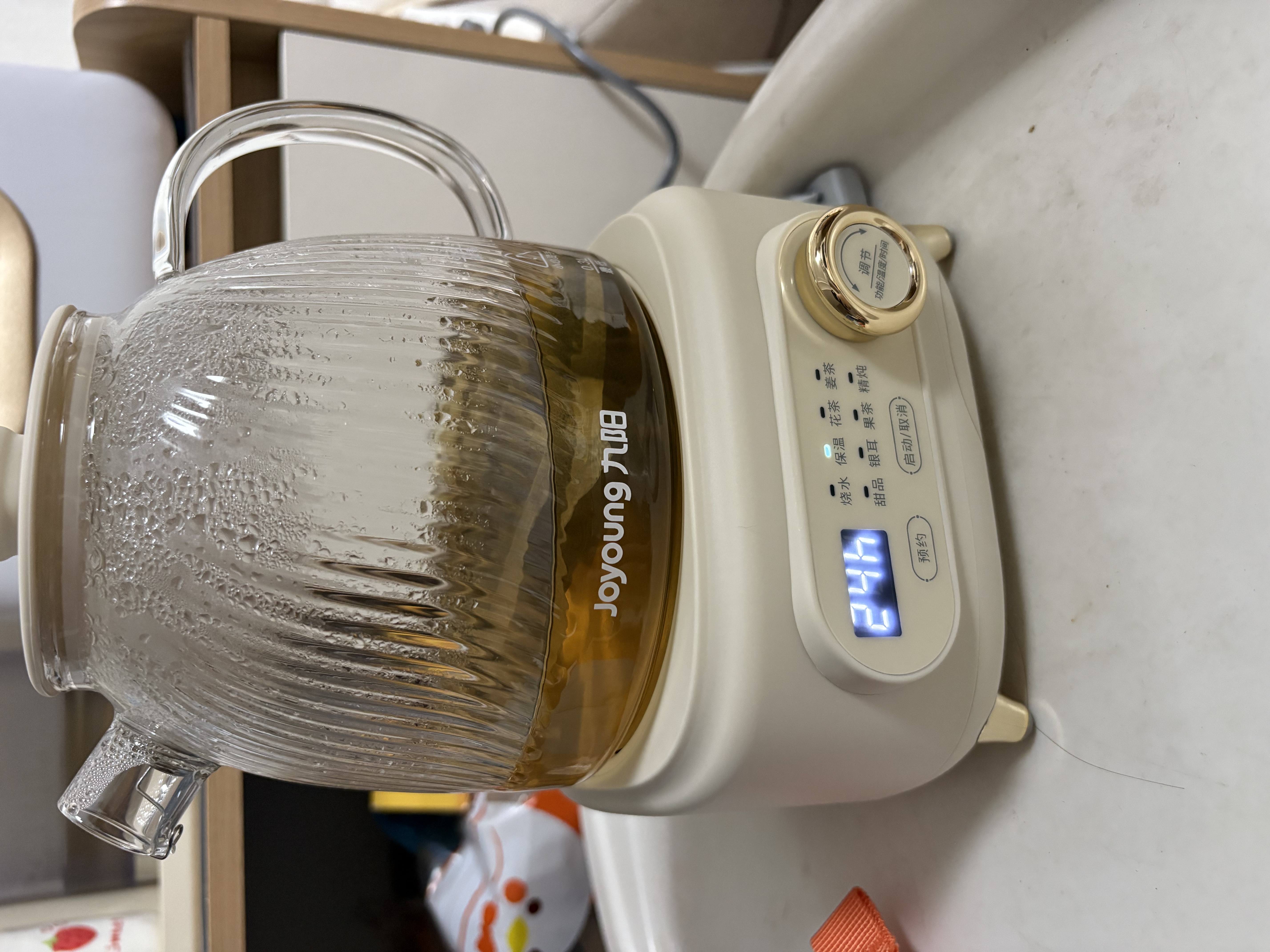 九阳（Joyoung）净萃全玻璃0胶水养生壶  办公室多功能煮茶器花茶壶 烧水壶恒温冲奶电热水壶 24h预约 1L WY107 实拍图