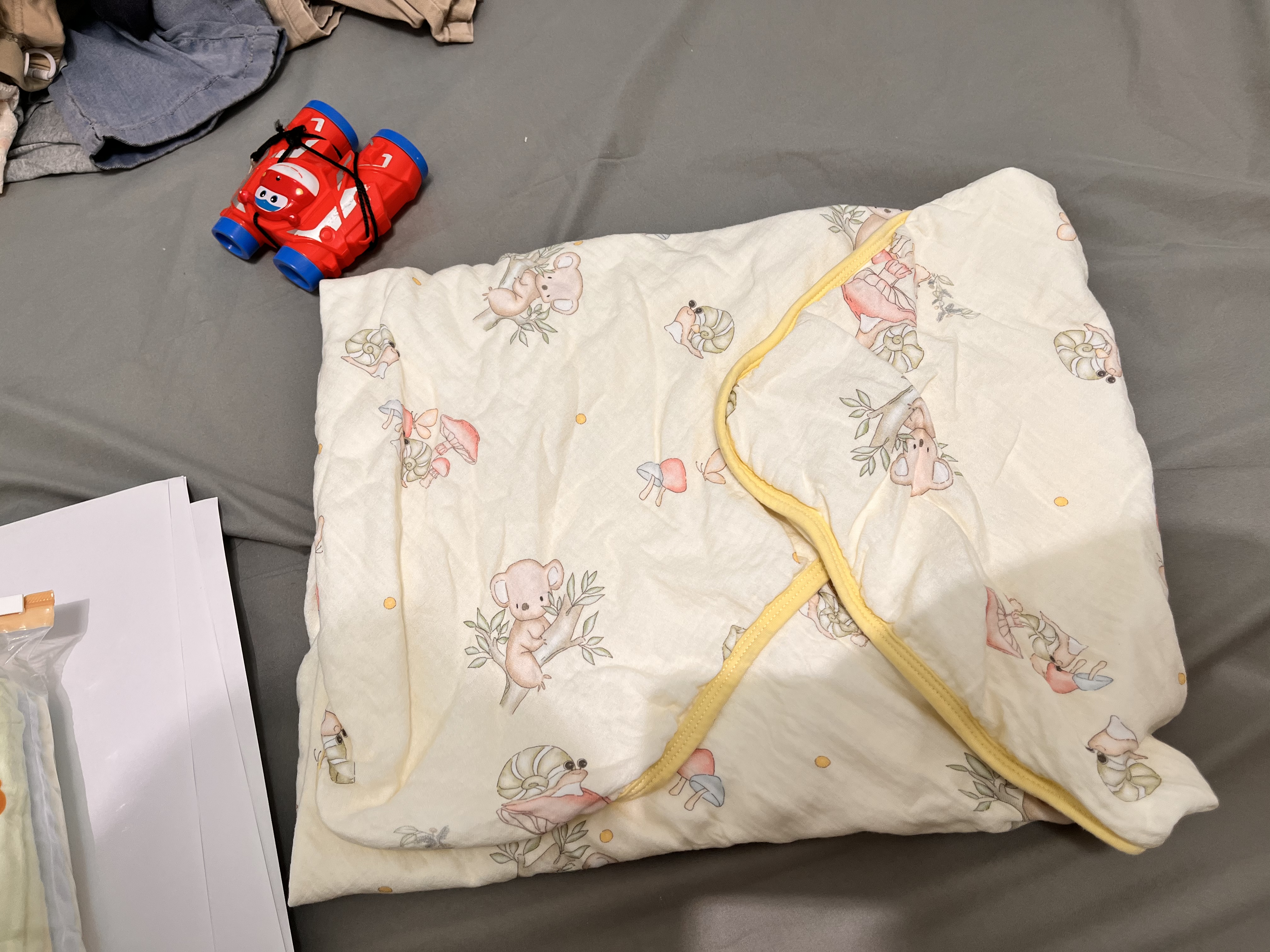 十月结晶婴儿抱被防蚊蚕丝新生婴儿包单产房包巾 考拉森林90*90 实拍图