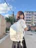 viney书包小学生初中高中大学生背包女大容量旅行双背包户外出游旅行包 白色+可爱挂件 简约轻便高颜值休闲减负电脑包 实拍图
