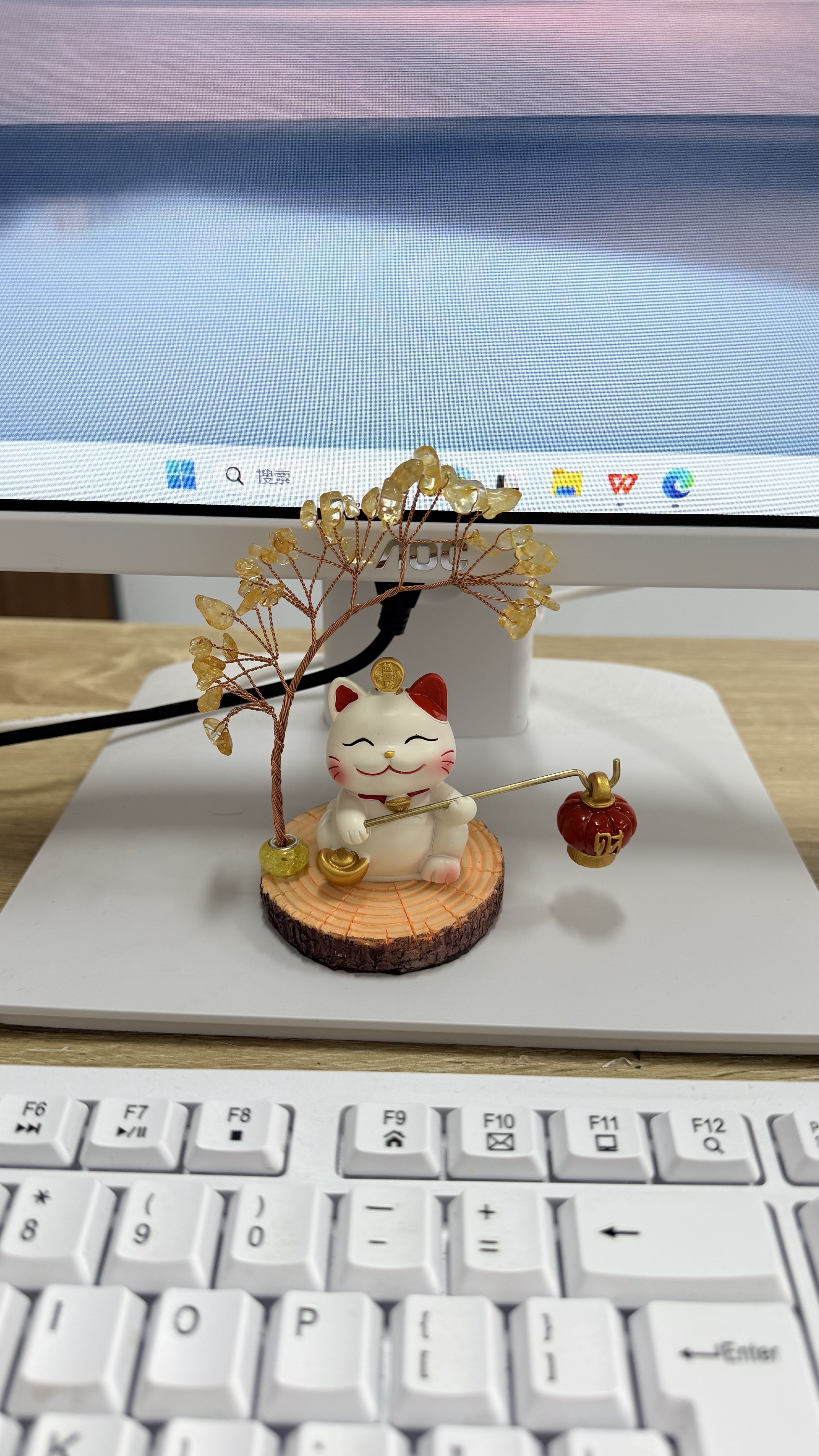 范爷家招财猫水晶发财树玄关摆件桌面创意办公室工位装饰品重阳节送礼 实拍图