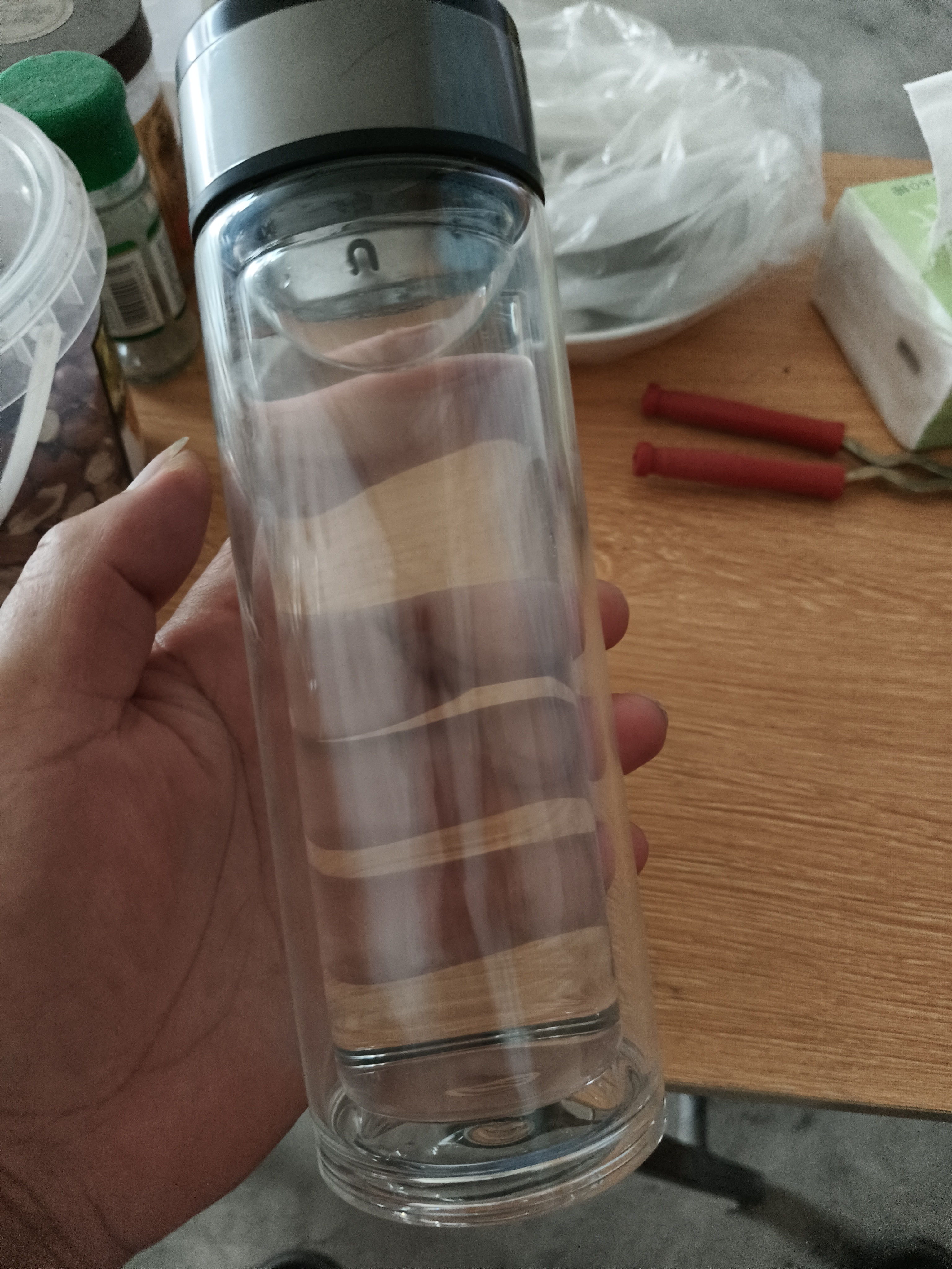 【京东物流配送】高硼硅双层玻璃杯大容量泡茶杯水杯子茶水分离杯 【双层加厚】茶杯350ml1只 实拍图