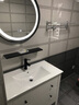 滨浪实木洗衣机柜卫浴柜组合套装卫生间洗手脸盆洗漱台智能圆镜柜2006 水泥灰智能圆镜款（侧柜另购） 90CM 实拍图