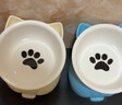 憨憨乐园猫碗陶瓷猫粮双碗斜口狗碗狗盆狗粮宠物幼猫咪吃饭食盆喝水喂食 实拍图