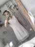德玛纳【颗粒感双色纱织工艺】夏季小香风V领欧根纱拼接无袖女式连衣裙 实拍图