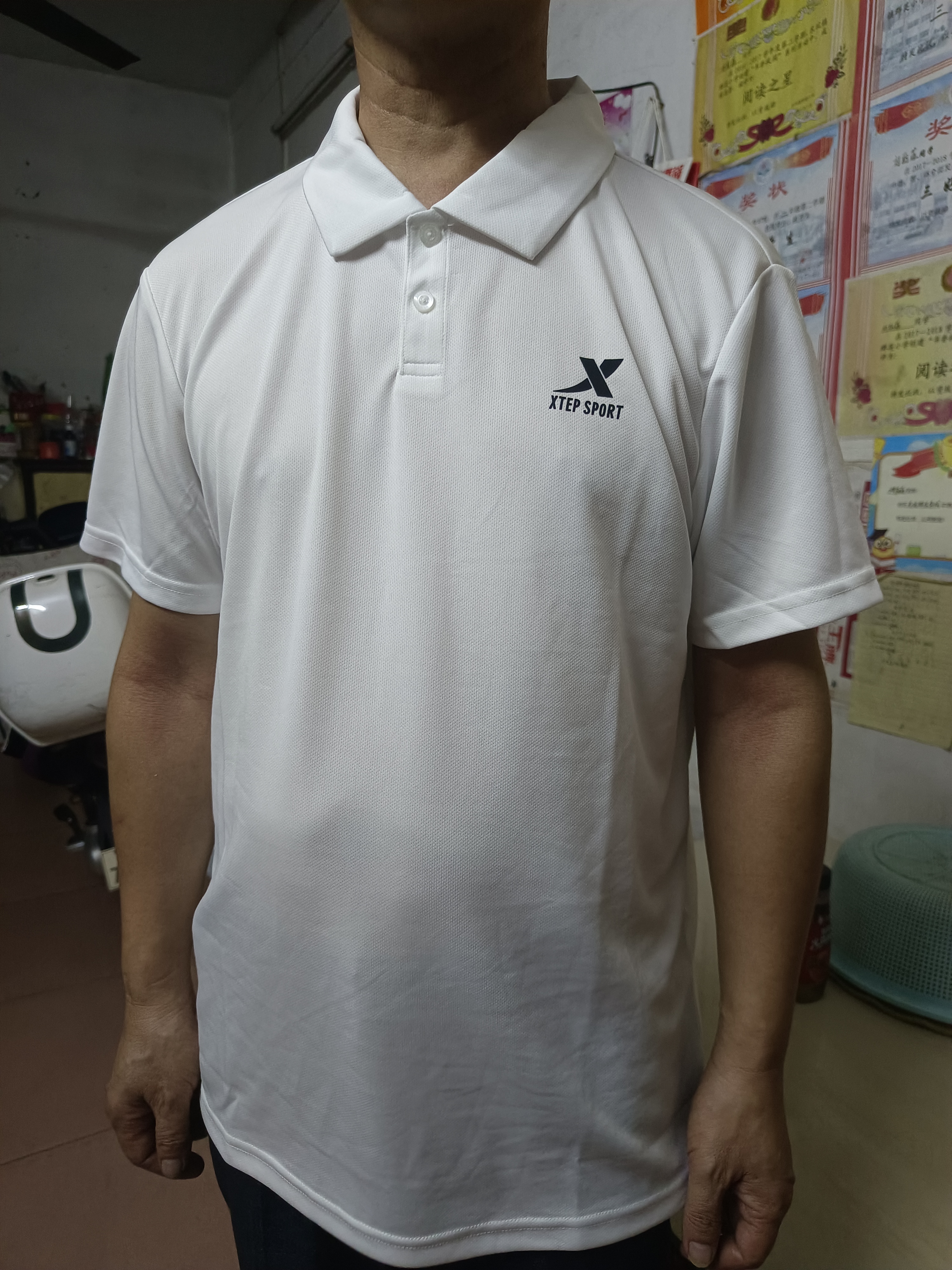 特步polo衫男短袖夏季新款翻领凉感速干t恤大码宽松休闲运动服上衣男 珍珠白|速干翻领 L /175 实拍图