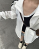 adidas通勤百搭三条纹休闲运动夹克外套男女春秋阿迪达斯三叶草   黑色（推荐选大一码)   L 实拍图