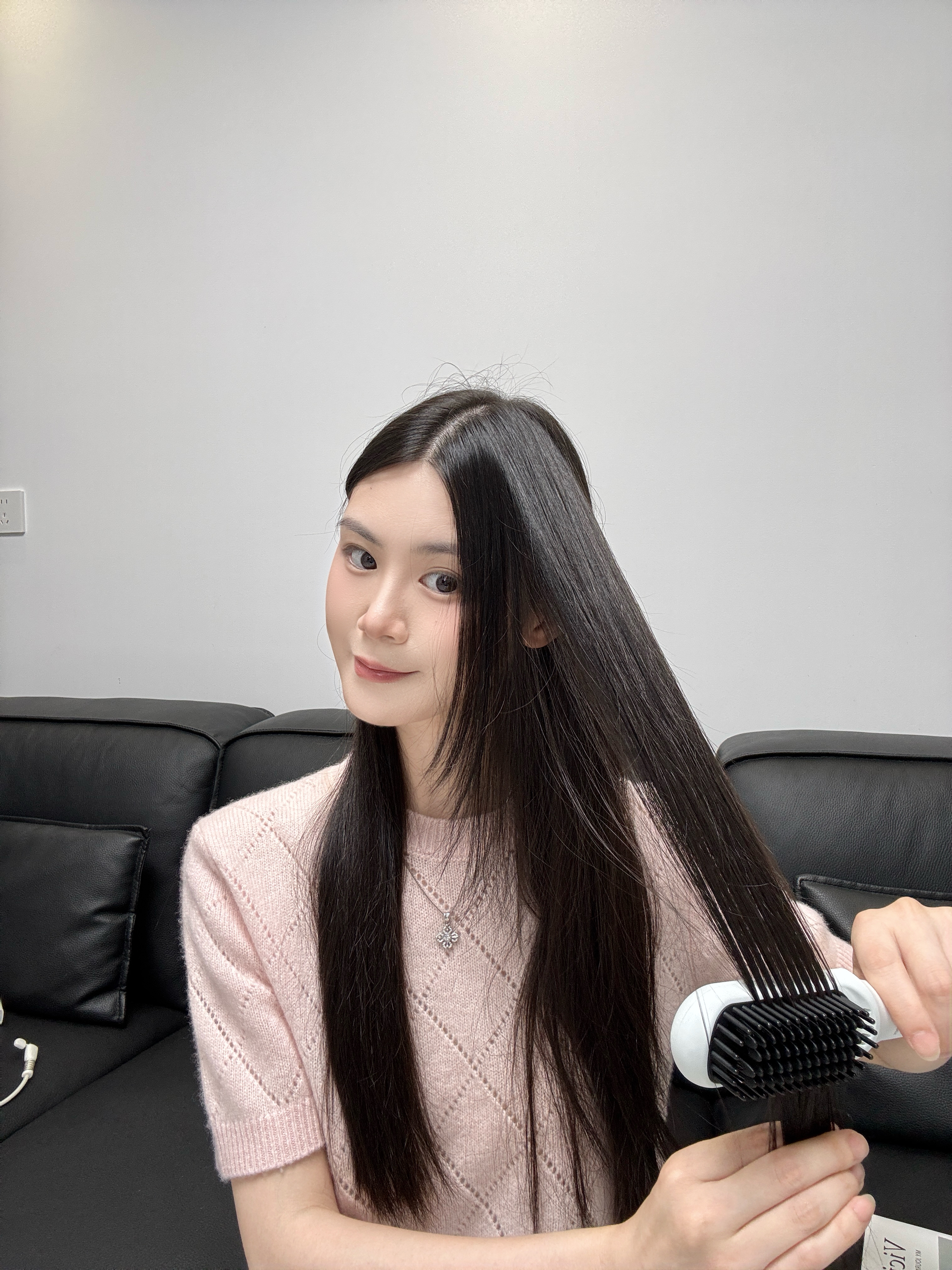 奥克斯（AUX）直发梳负离子不伤发梳子直发卷发两用卷发梳内扣刘海梳直板梳卷发棒高颅顶短发蓬松神器新年礼物 旗舰款【陶瓷釉/负离子双重护发+定型久】 30mm 实拍图