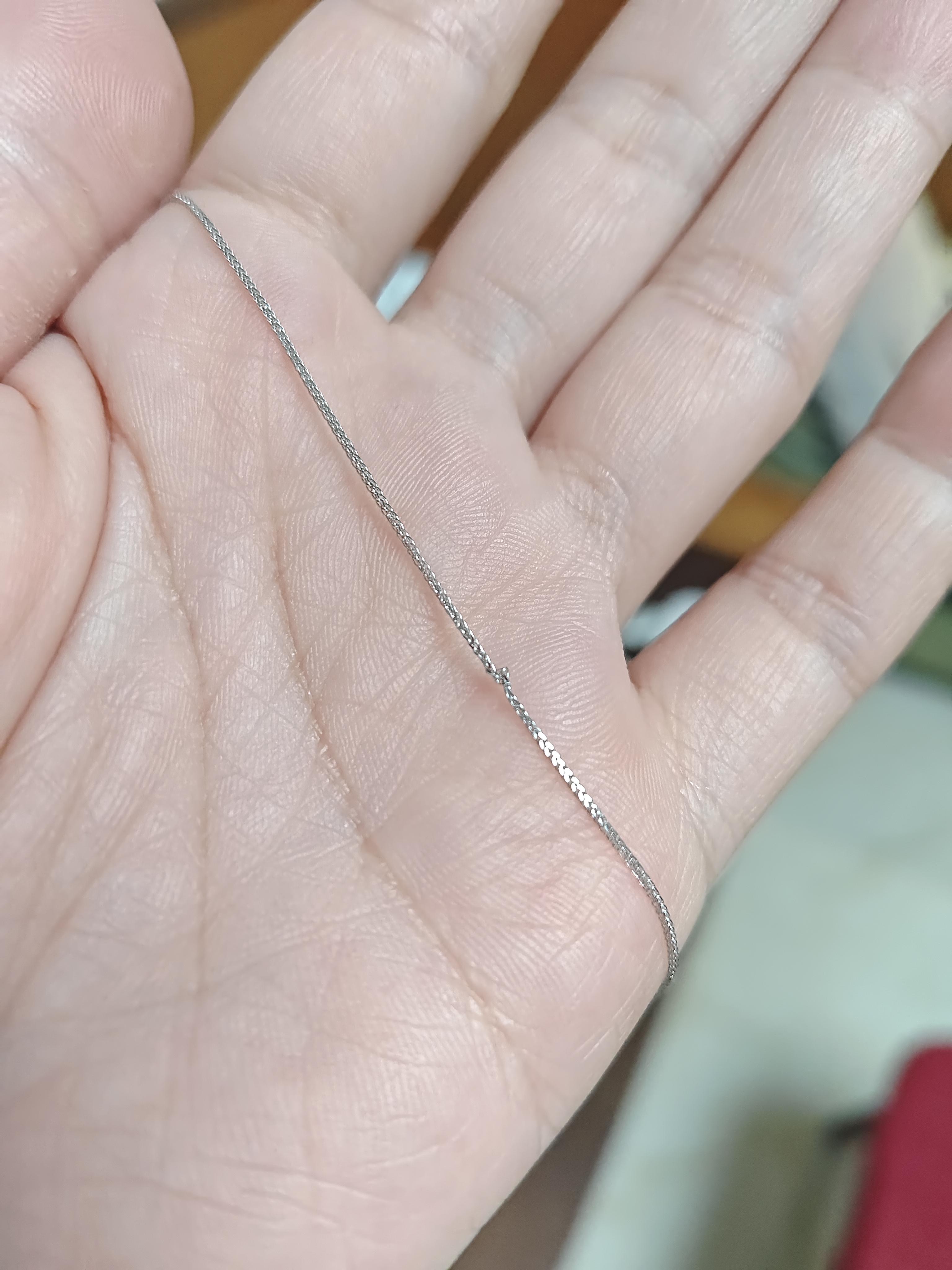 周六福18K金项链女肖邦链 彩金项链素链生日礼物 白18K约45cm 实拍图