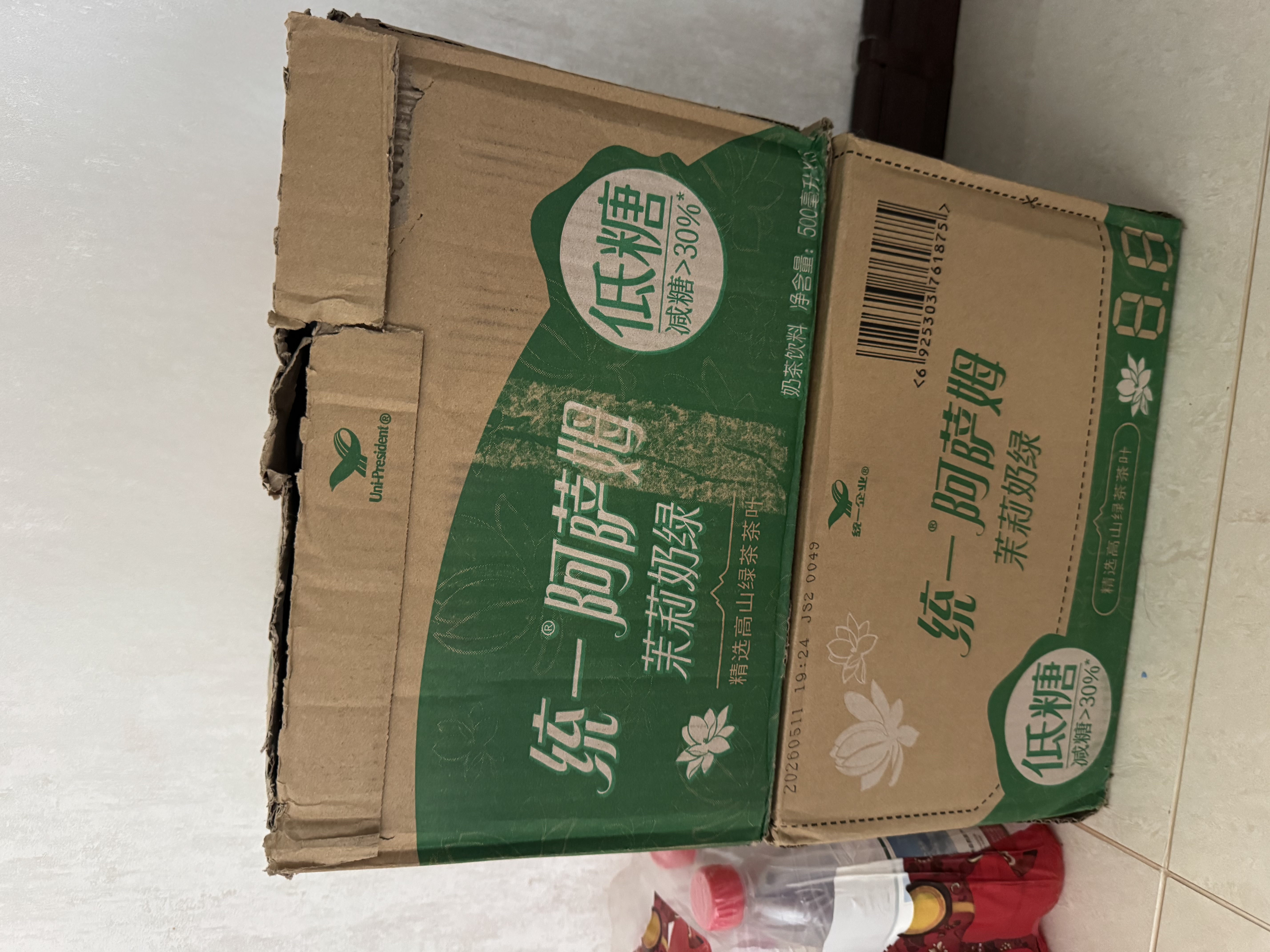 统一阿萨姆低糖茉莉奶绿PET500ML*15瓶整箱装 实拍图
