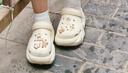俞兆林洞洞鞋女户外EVA厚底增高沙滩凉拖鞋外穿 YG104 米白  35-36  实拍图
