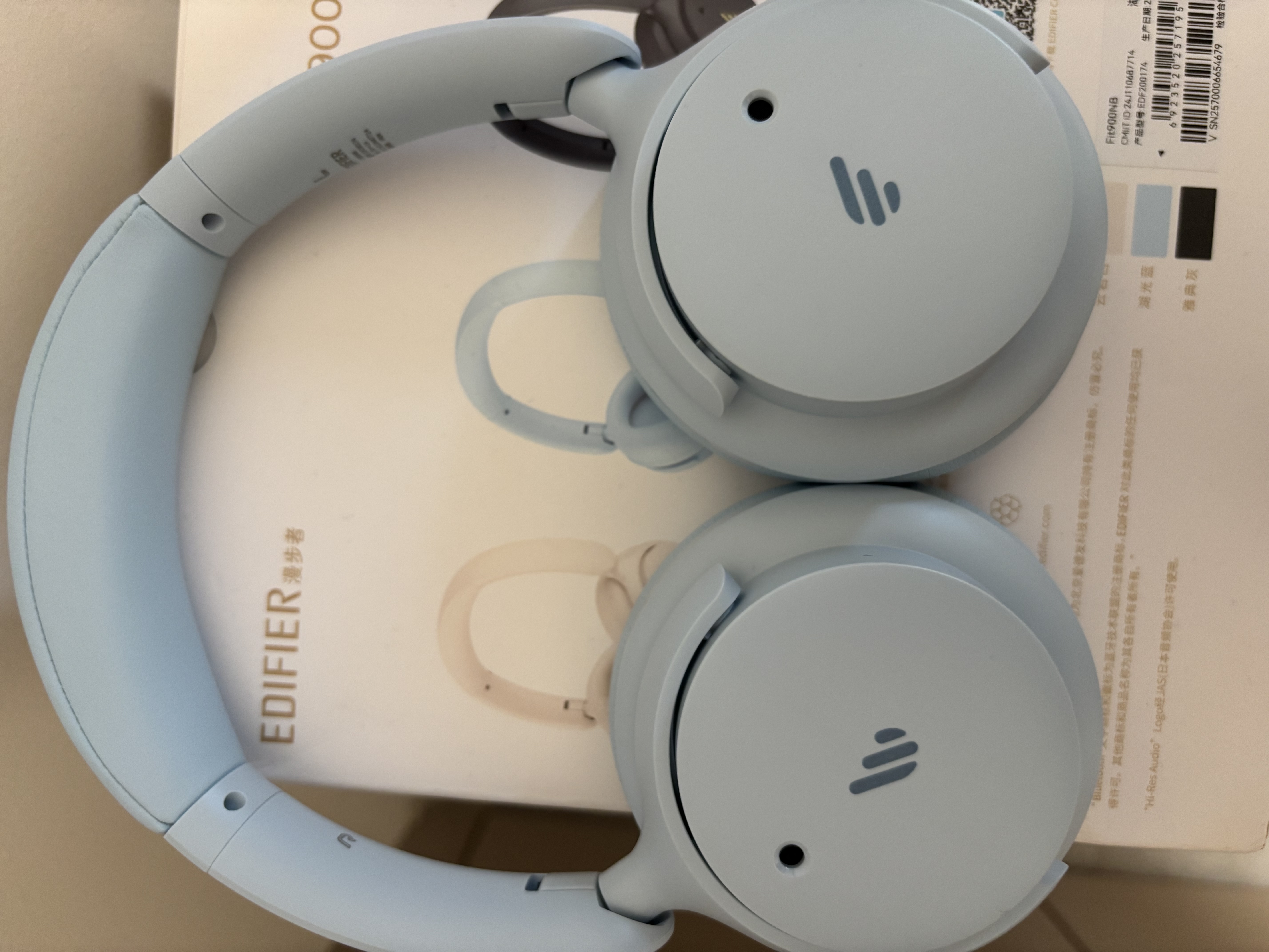 漫步者（EDIFIER）Fit900NB头戴式耳机蓝牙无线主动降噪6.0超长续航手机电脑游戏音乐耳麦通话送男女友学生礼物 湖光蓝 实拍图
