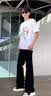 肆缄胖子大码弯刀牛仔裤男大屁股显瘦vibe裤子美式高街宽松大码微喇裤 黑色 3XL 适合160-180斤 实拍图