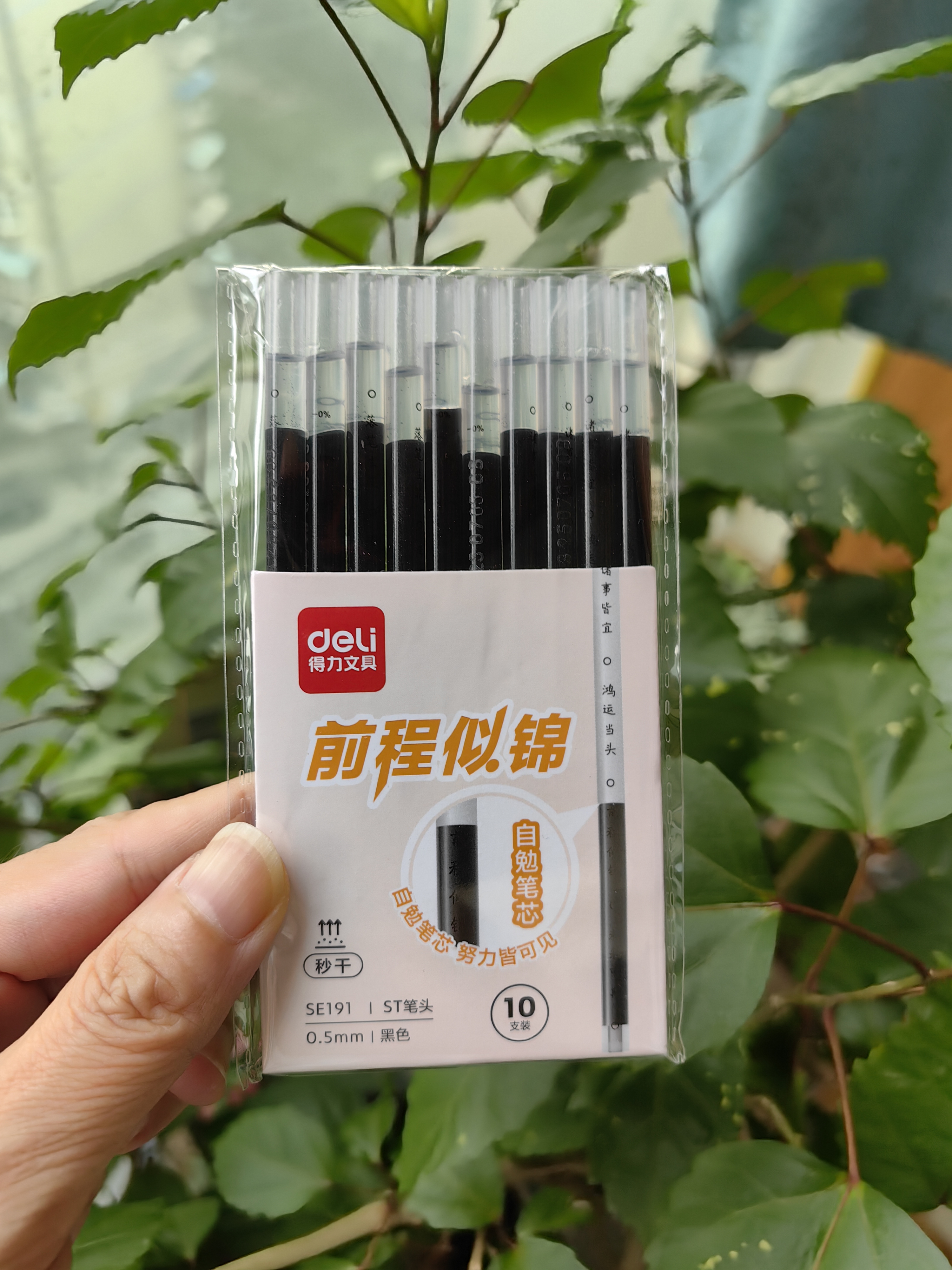 得力（deli）开学季自勉刷题笔笔芯 秒干墨水学生中性笔替芯学生文具 0.5mmST头笔芯黑色10支/袋 SE191高考考试 实拍图