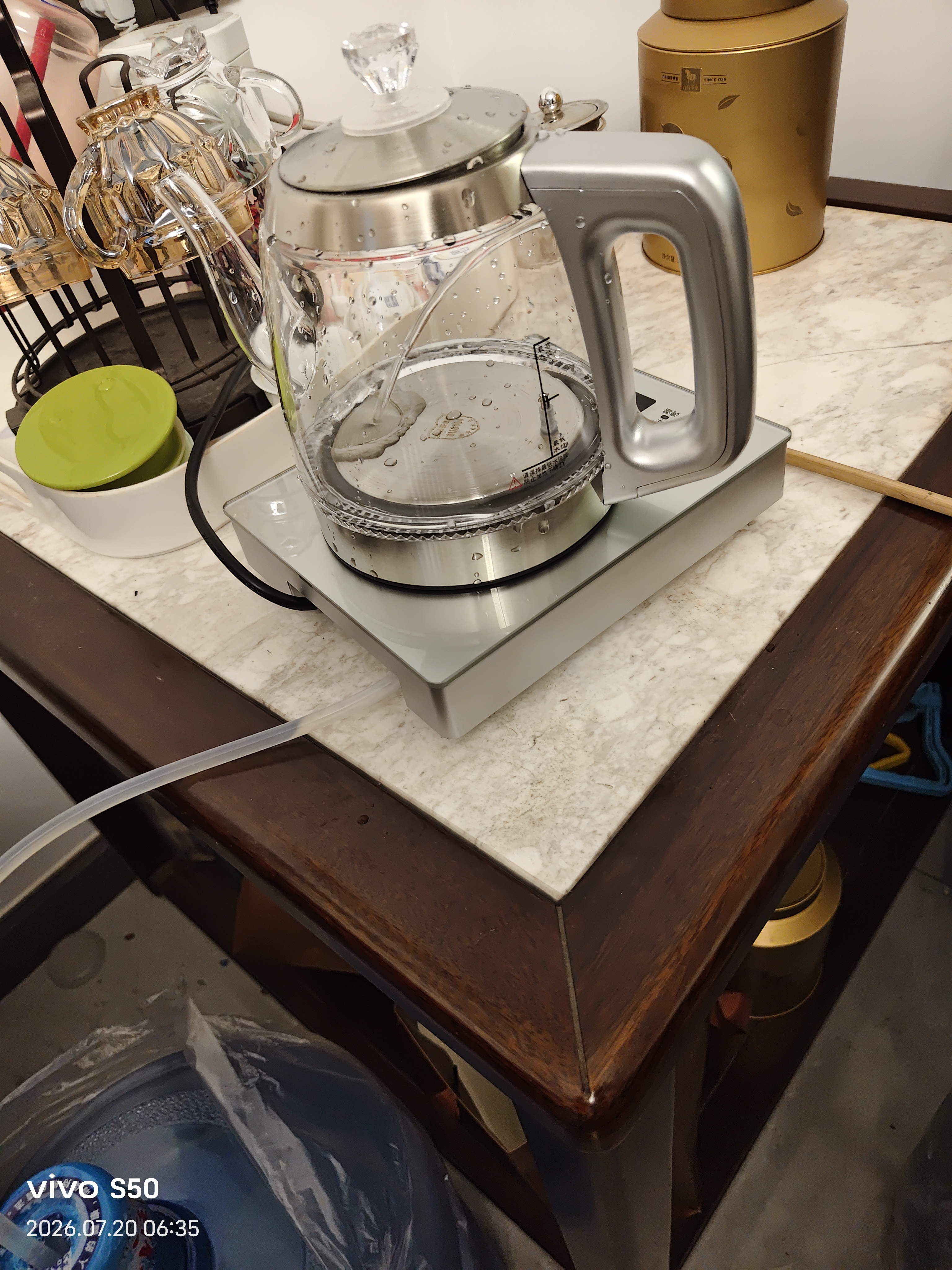 友家铺子（Biooner）全自动上水电热水壶茶台烧水壶专用一体茶桌茶几保温泡茶具电茶炉 1L 银色 实拍图