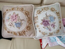 彩润 欧式靠枕腰枕沙发抱枕复古刺绣靠垫套子办公室客厅含芯大腰垫 镜里观花-米白 48X48CM 外套+ 枕芯 实拍图