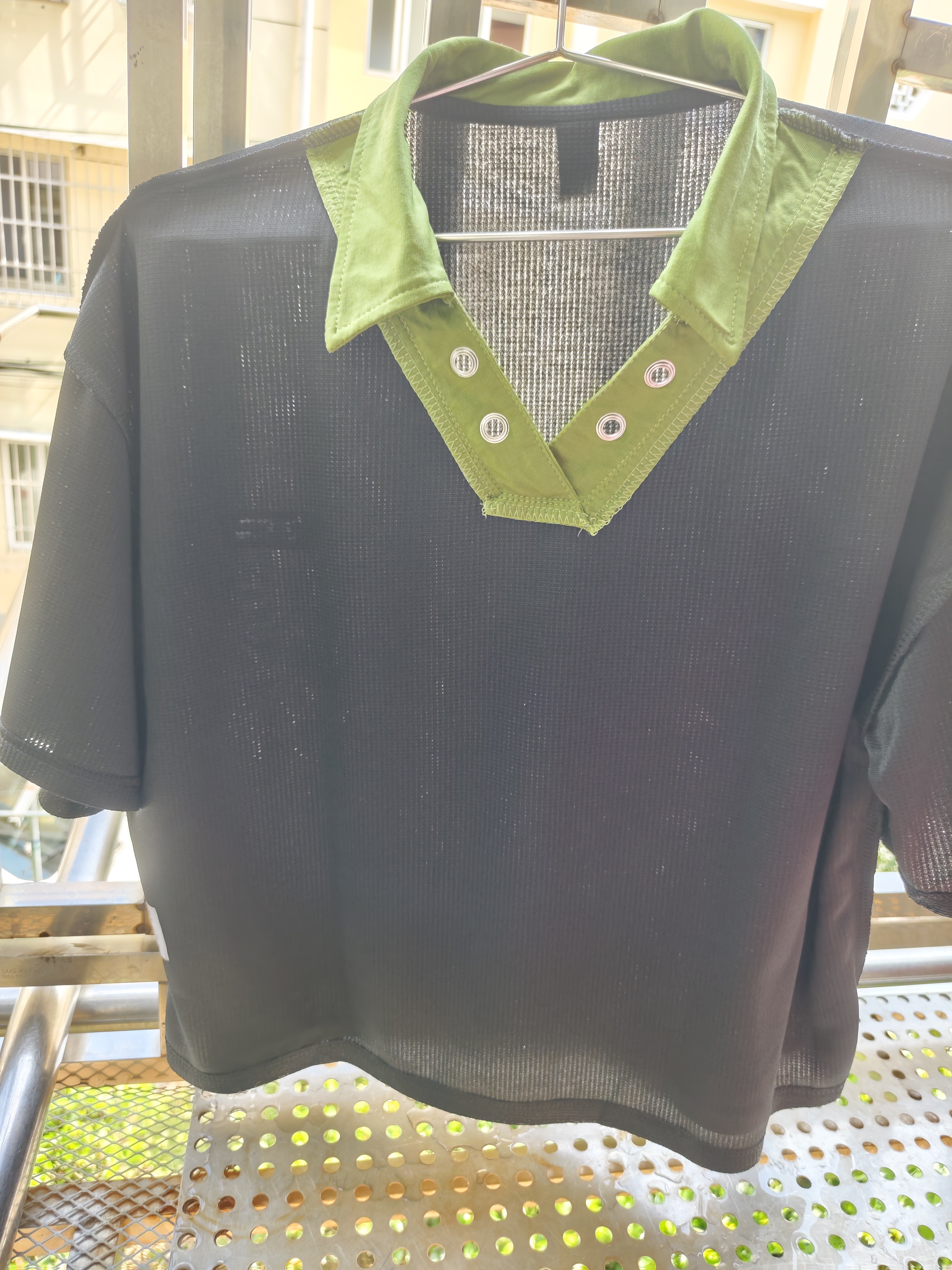 皮尔卡丹（pierre cardin）纯棉polo领拼接短袖t恤女夏季2026新款宽松韩版小个子洋气设计感 9130黑色 XL (适合131-150斤) 实拍图
