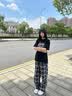 NEW OR MODEcleanfit黑白格子裤子男款夏季垂感慵懒格纹阔腿裤休闲微喇直筒裤 黑色 复古格纹街头感 XL 身高175-180cm体重140-155斤 实拍图