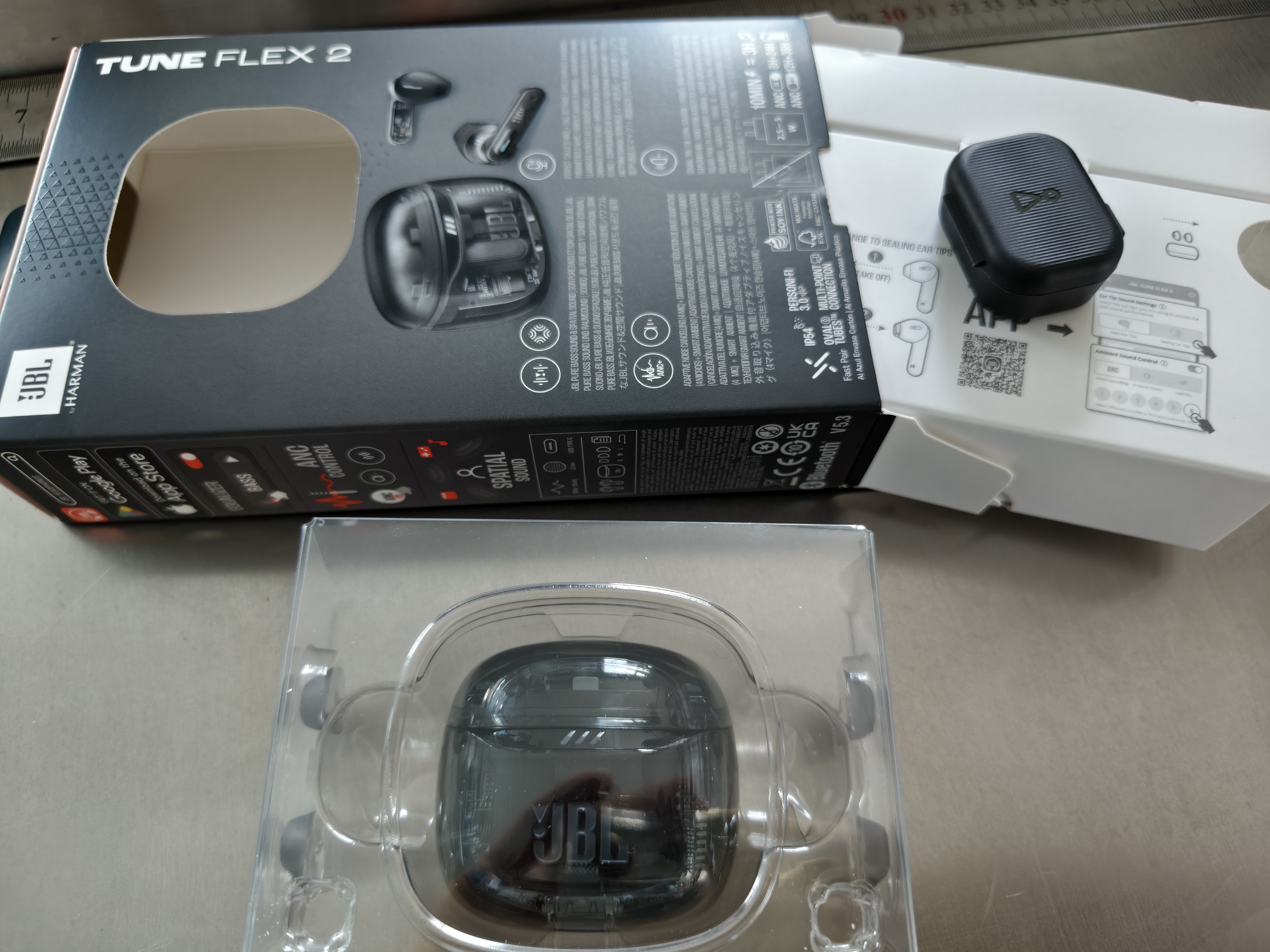 JBL【七夕礼物】TUNE FLEX2 晶噪豆二代主动降噪真无线蓝牙耳机 游戏入耳式半入耳式小晶豆升级  黑色 实拍图