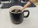 CLITON陶瓷马克杯大容量带勺盖咖啡杯牛奶杯早餐杯办公杯茶杯黑色350ml 实拍图