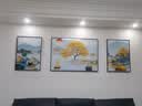 Sixpoetry 客厅装饰画现代简约沙发背景墙壁画轻奢三联晶瓷画大气高档挂画 旭日高升（铝合金外框） 晶瓷画左右50*70+中间100*70亮面 实拍图