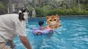 swimbobo婴儿游泳圈 卡通儿童游泳圈 粉色小车宝宝坐艇游泳装备坐圈K2004 实拍图